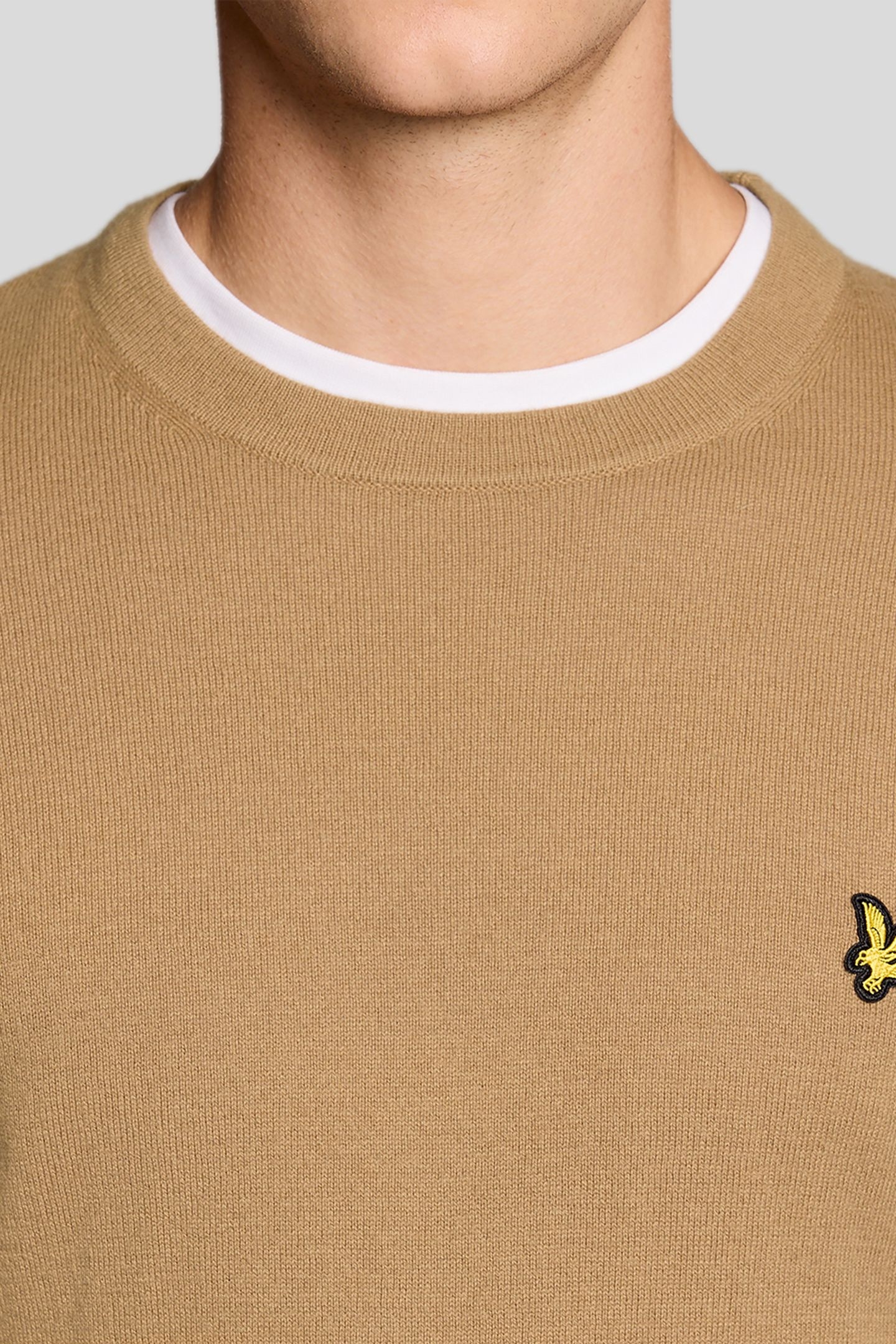 COTTON MERINO CREW NECK JUMPER TIGERS EYE 5