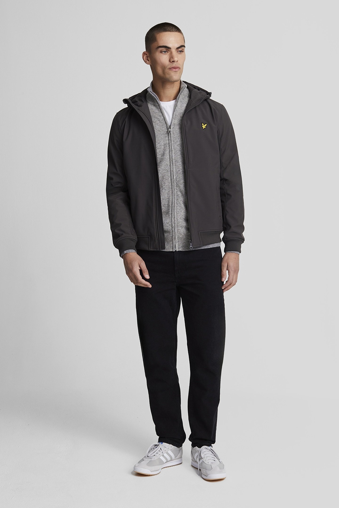 LAMBSWOOL BLEND ZIP THROUGH CARDIGAN MID GREY MARL 2