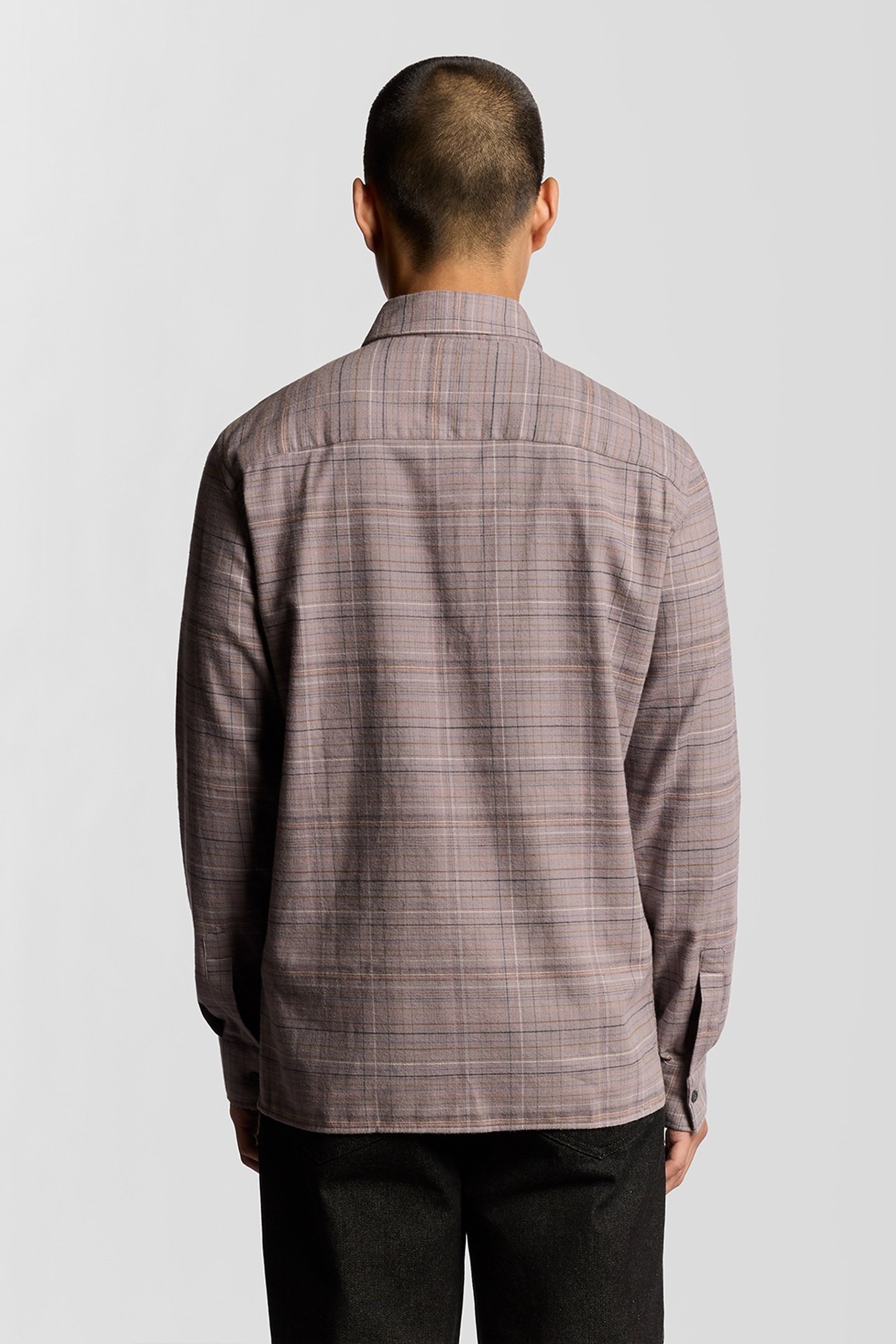 CHECKED FLANNEL SHIRT GULL GREY/BOTTLE BROWN 3