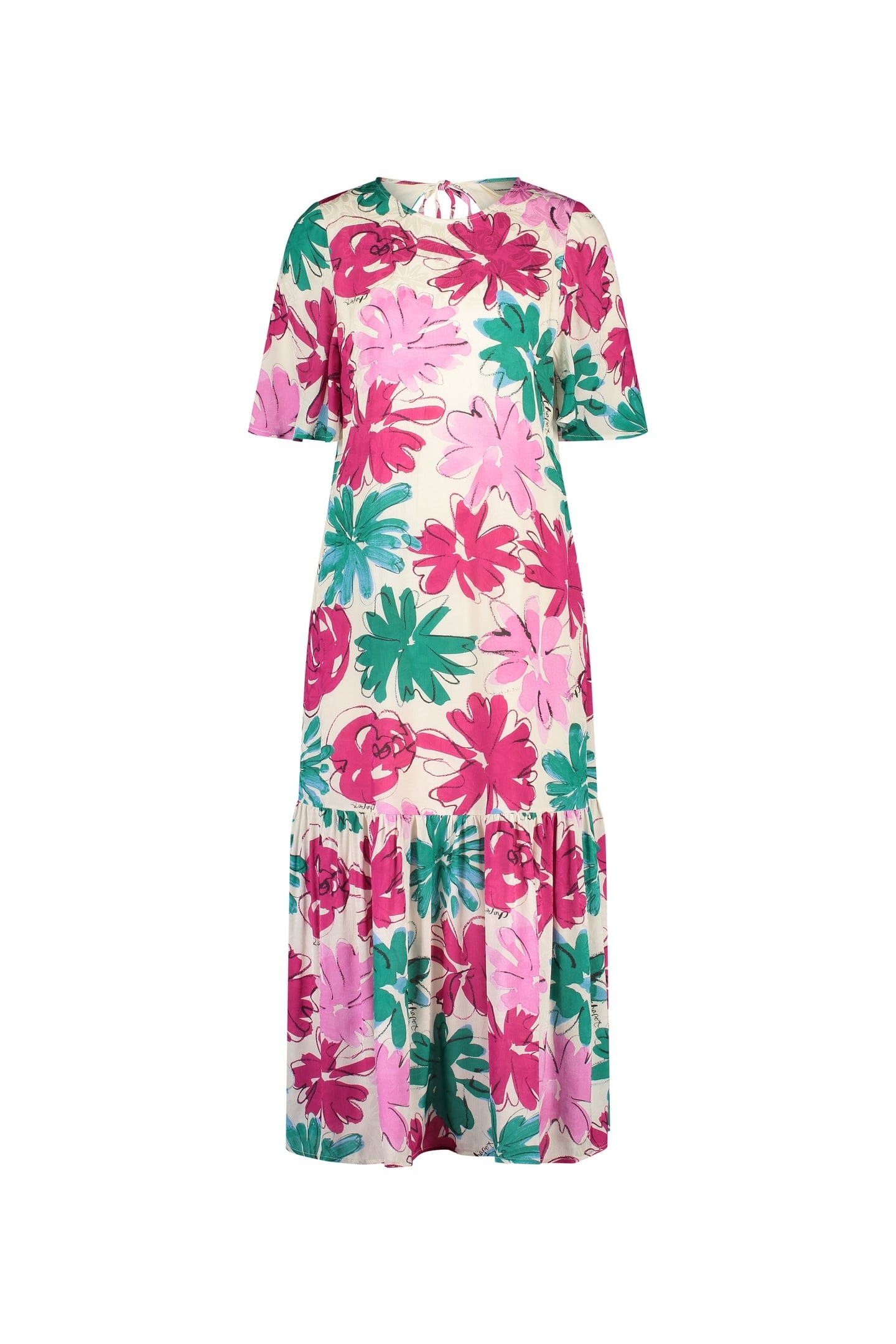 CECILIE DRESS WARM WHITE/PINK FROL 4