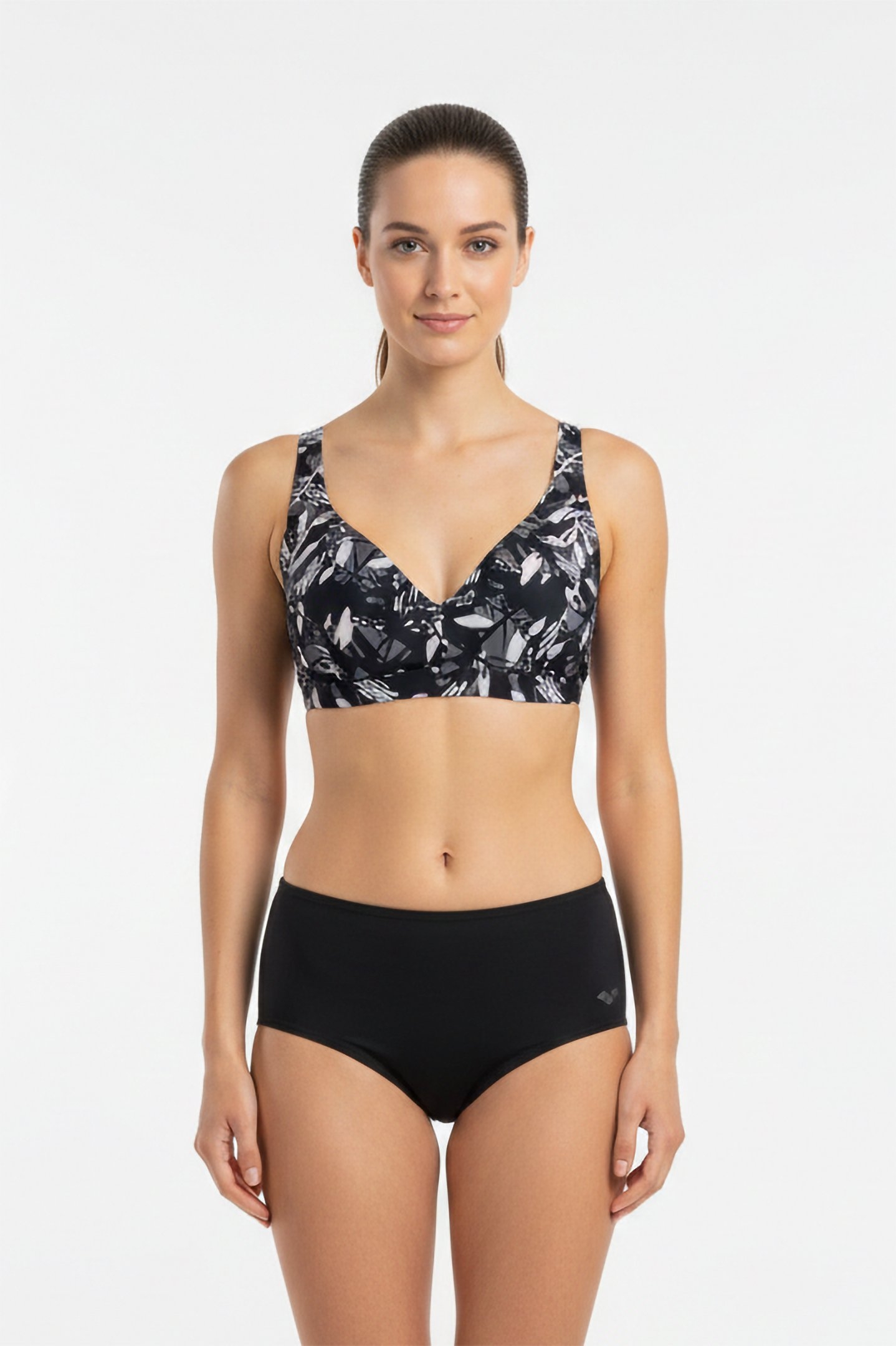 WOMEN'S BODYLIFT SWIMSUIT FRANCY TWO PIE BLACK WHITE MULTI 1