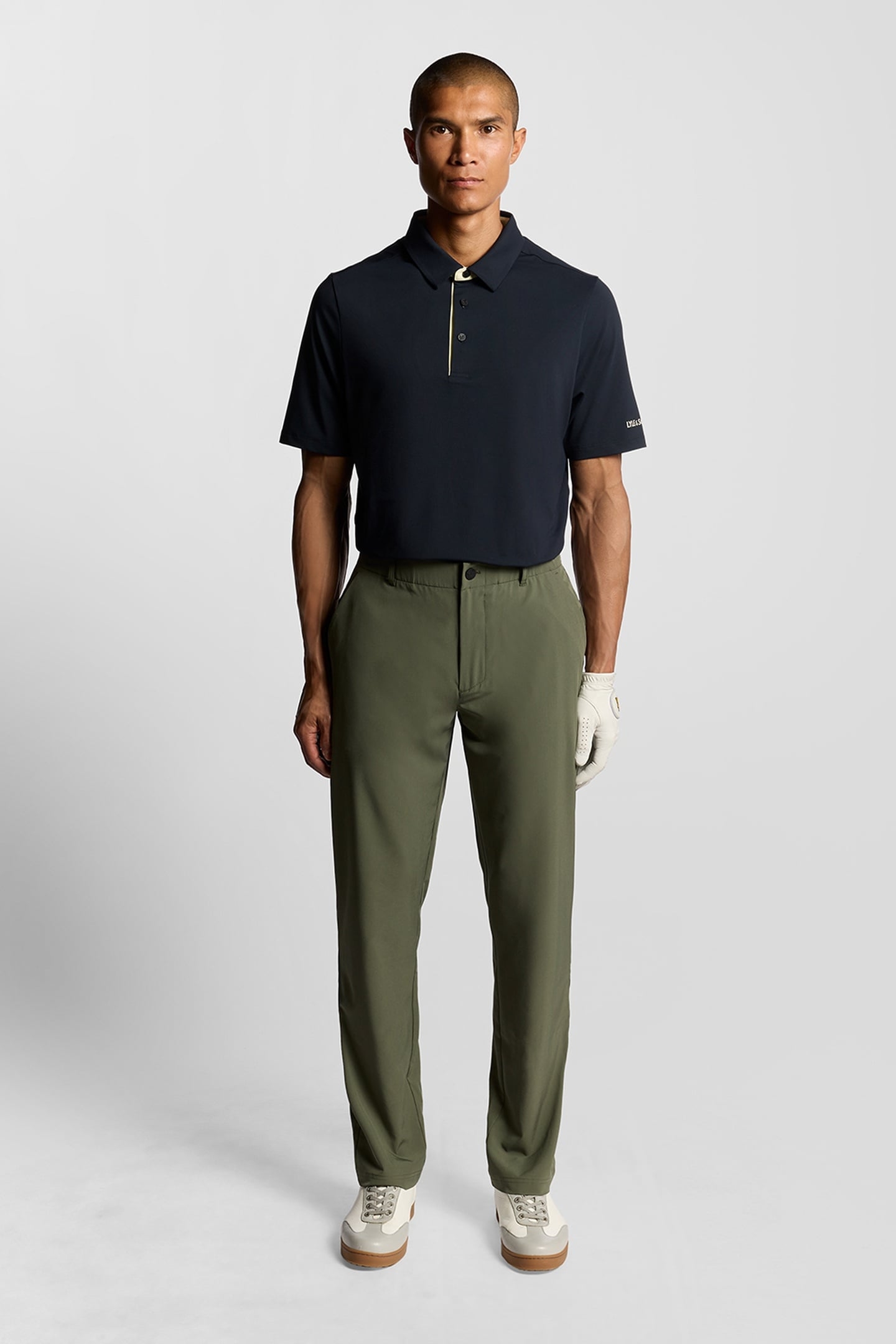 GOLF SHANK BUTTON POLO SHIRT DARK NAVY/SUNRISE YELLOW 2