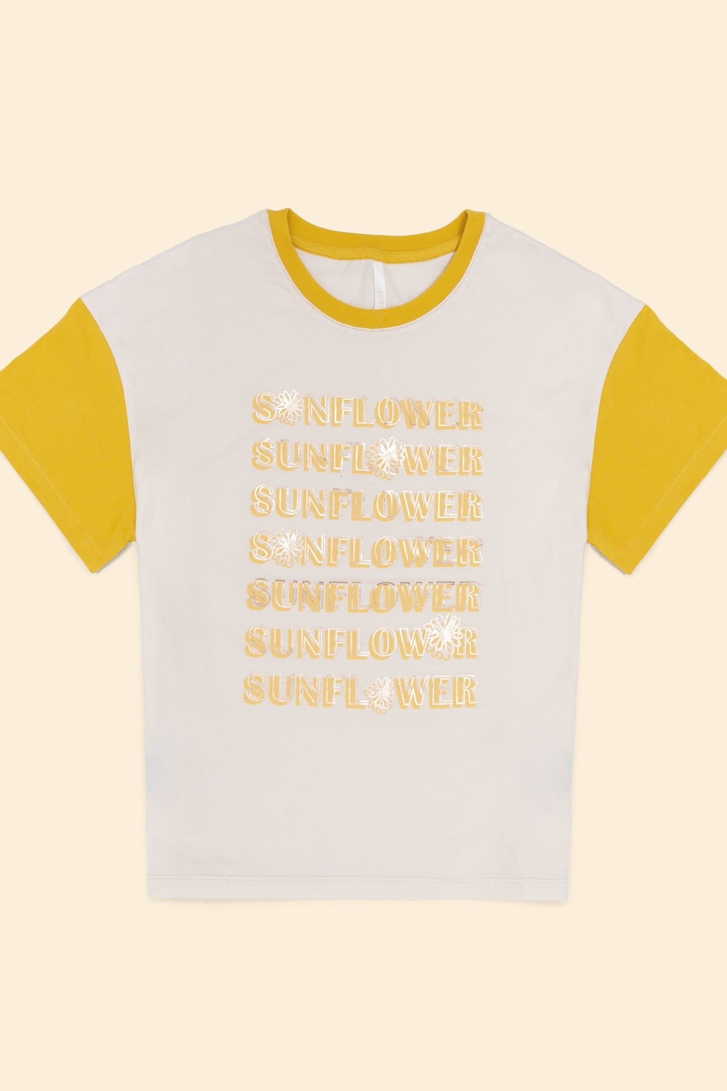 ECRU T-SHIRT WITH YELLOW SLOGAN SLEEVES ECRU 6