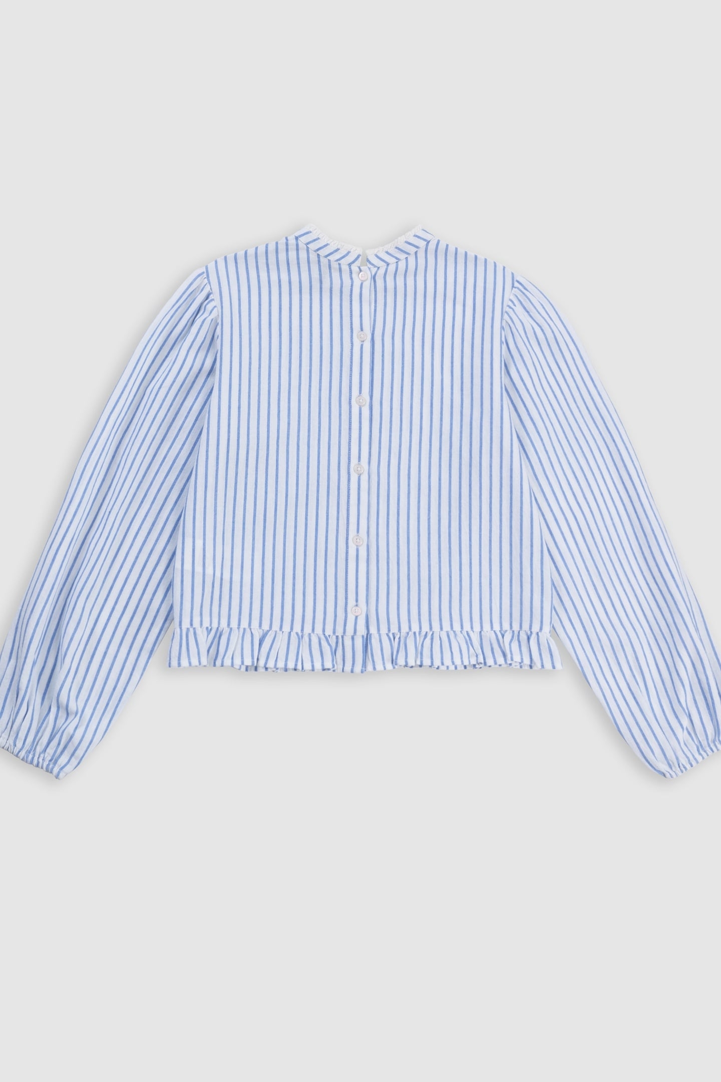 BLUE STRIPED BLOUSE WITH LACE COLLAR AND BASQUE 2
