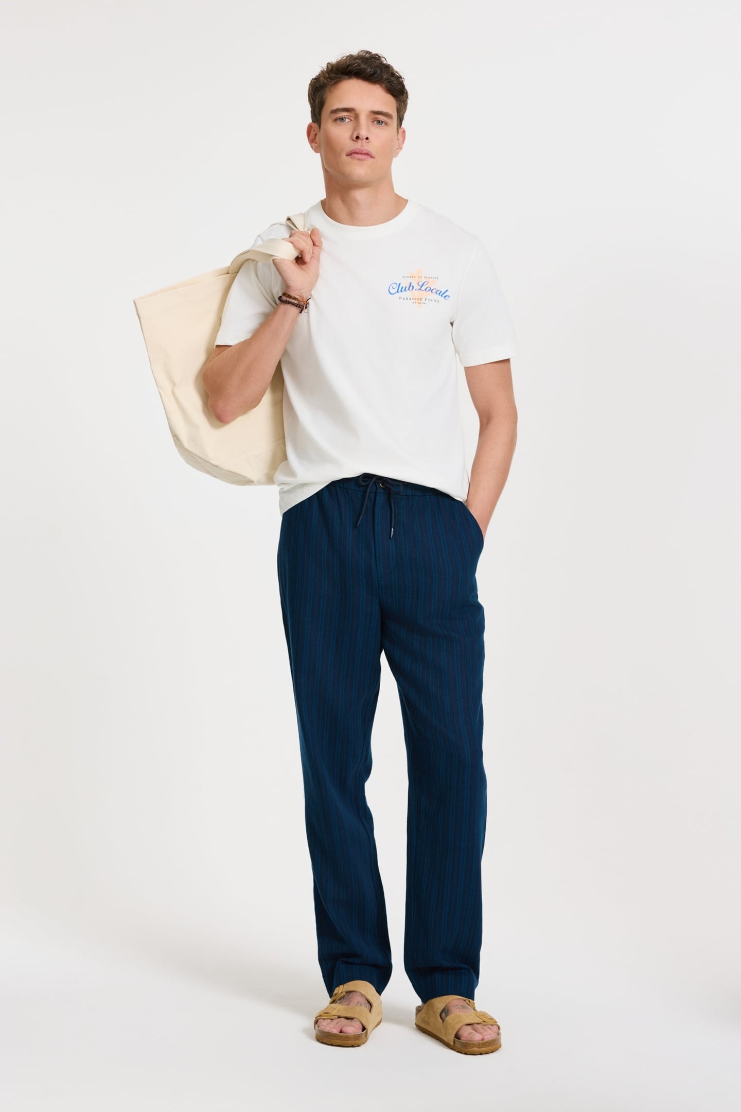 LENNY LINEN TROUSERS YARN DYE STRIPES BLUE DARK NAVY STRIPES 2