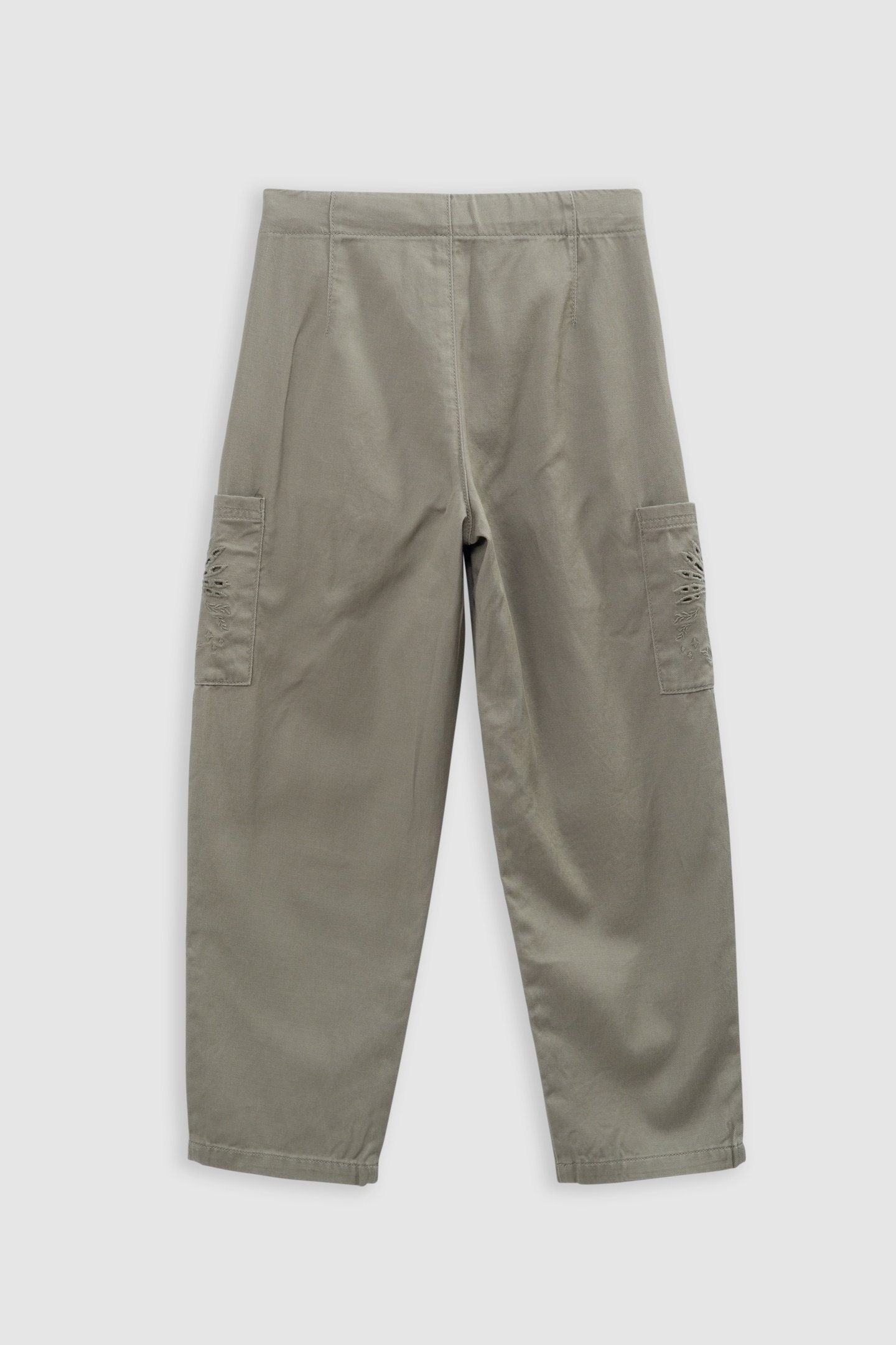BATTLE KHAKI EMBROIDERED CARGO PANTS 2
