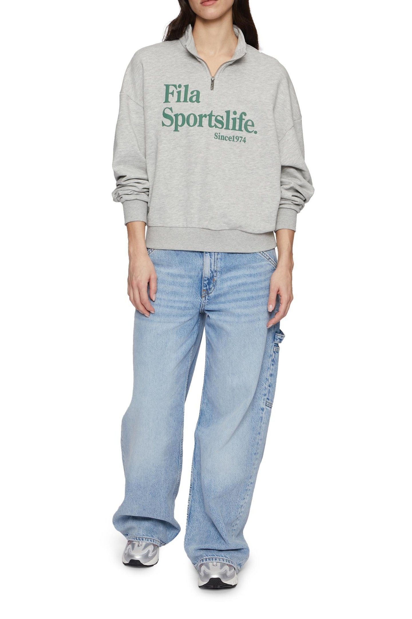 LACHY OVERSIZED HALF ZIP SWEATER LIGHT GREY MELANGE 1