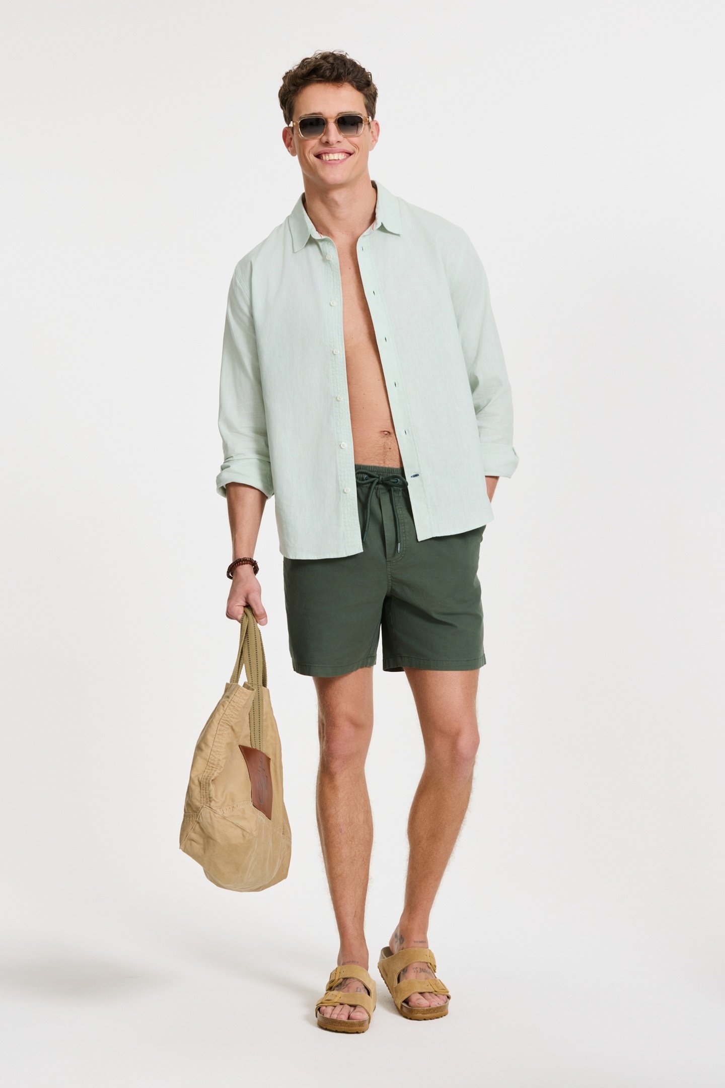 RICK LINEN LONG SLEEVE SHIRT SOLID GREEN SEAFOAM 1