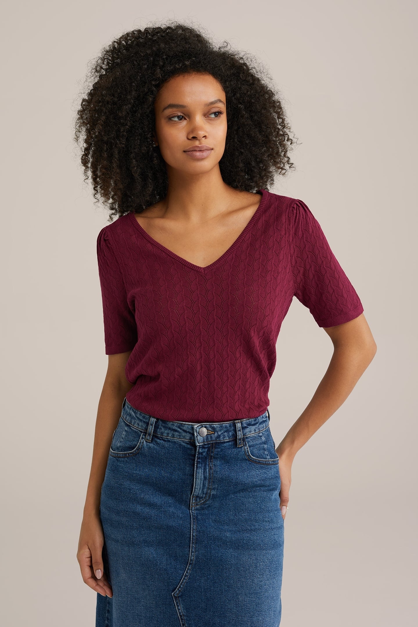 KNITTED PULLOVER BURGUNDY RED 2