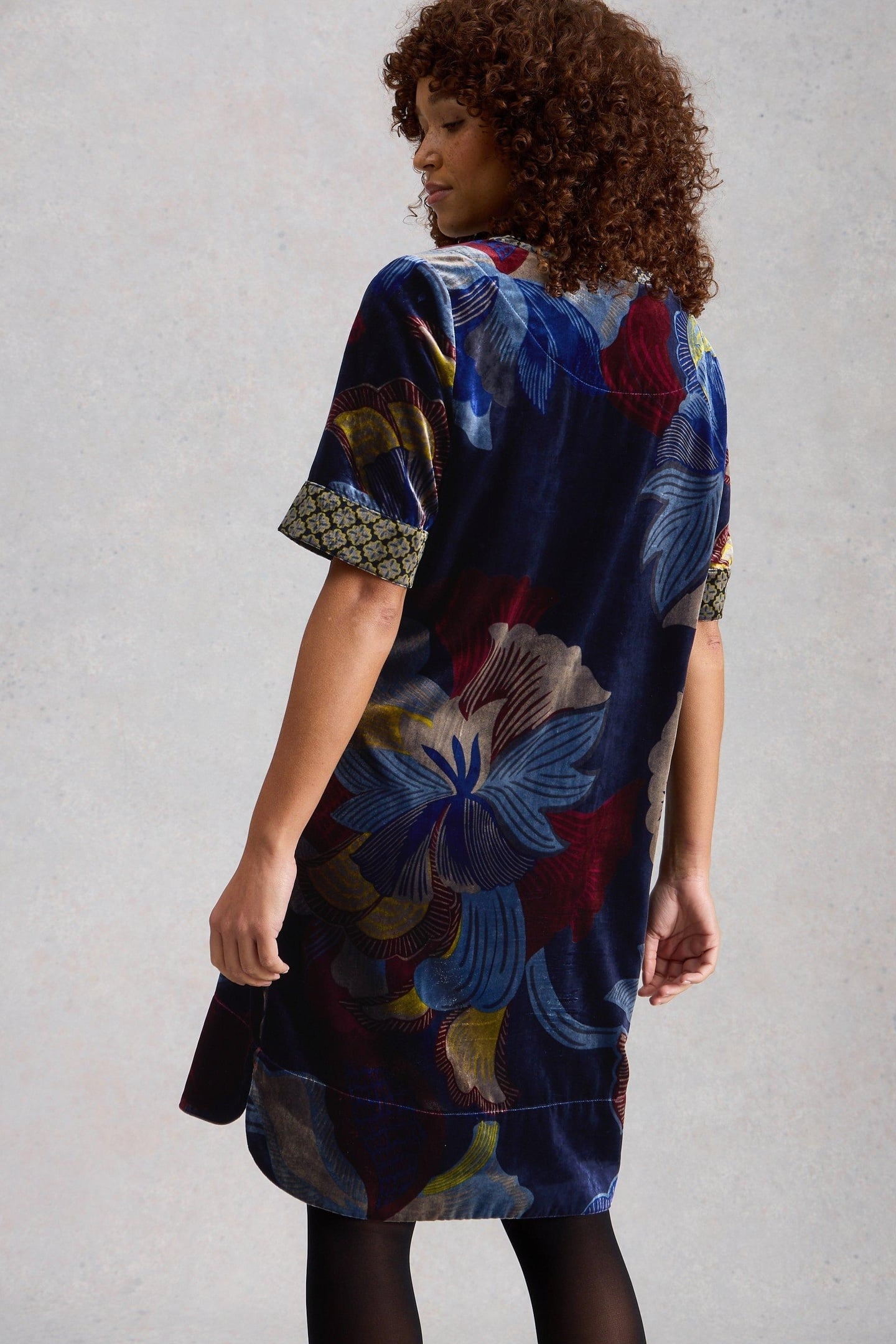 JUNE VELVET DRESS NAVY MULTI 3