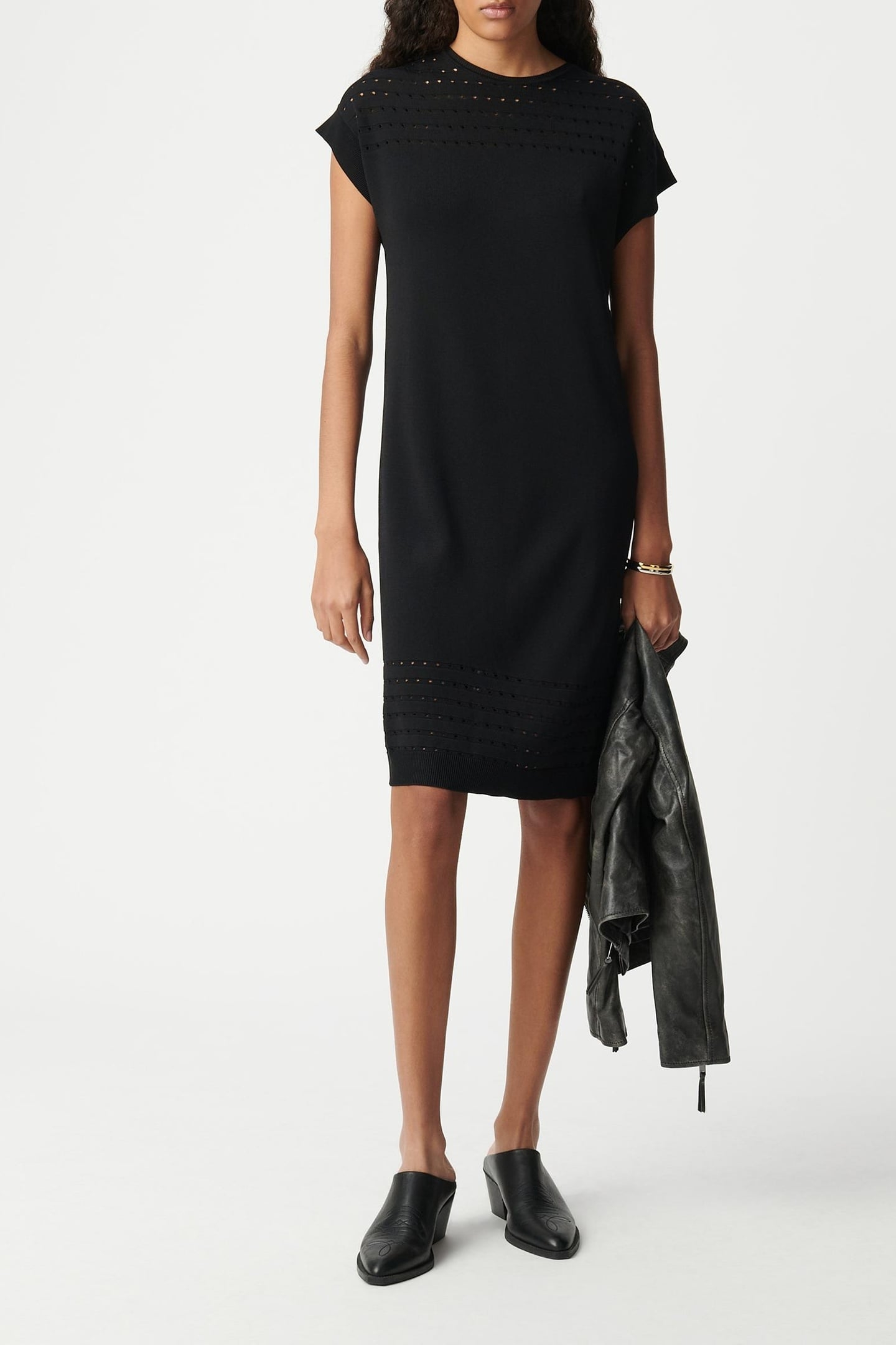 BLACK OPENWORK KNIT DRESS 1