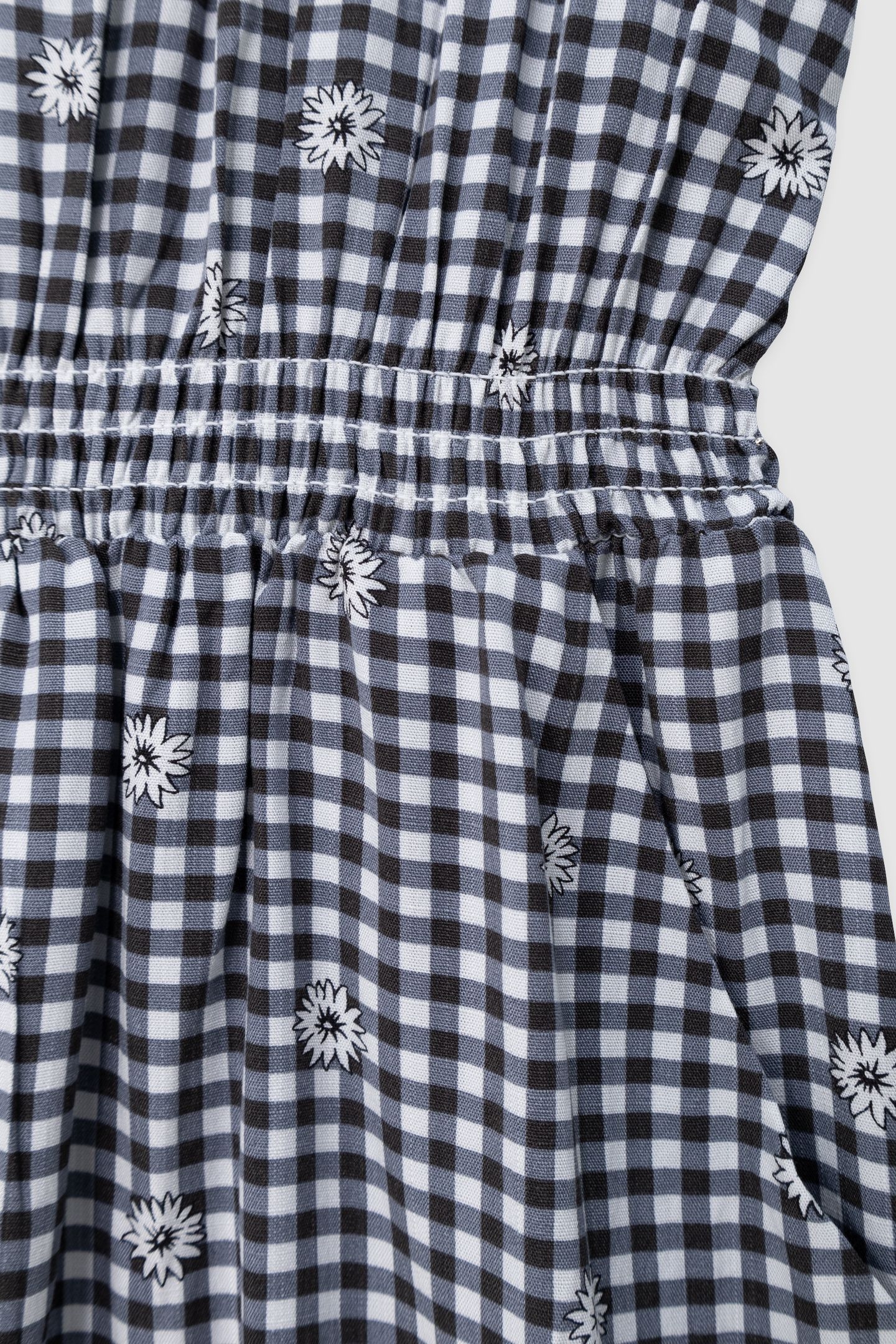 BLACK GINGHAM AND FLORAL PRINT JUMPSUIT 6