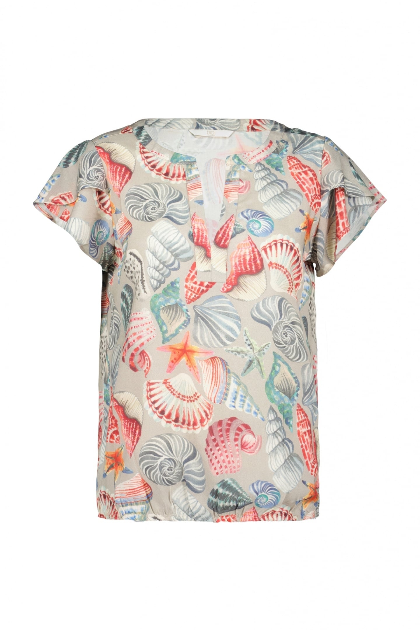 BLOUSE S/S FLARE IN FEATHER GREY WITH OCEAN TREASURE 4