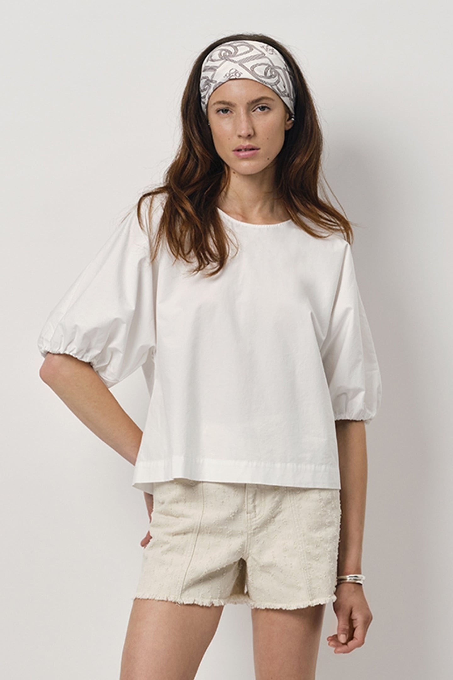 RIANN BALLOON SLEEVE TOP OPTIC WHITE 2