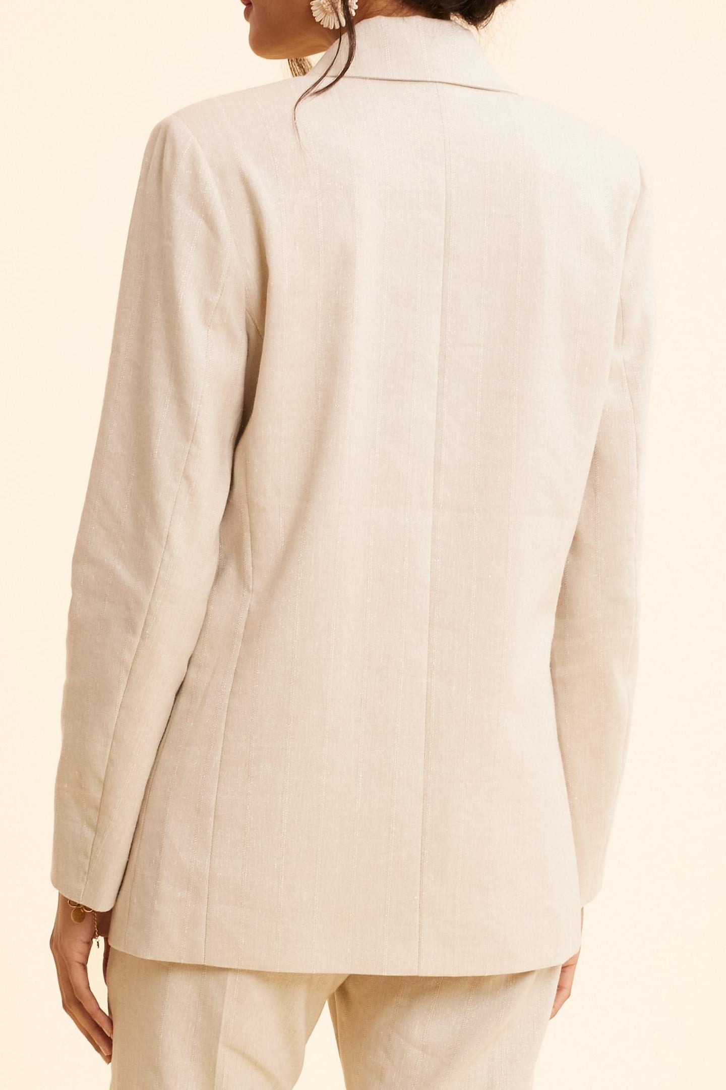 ECRU LUREX PINSTRIPE PATTERN SUIT JACKET ECRU 2