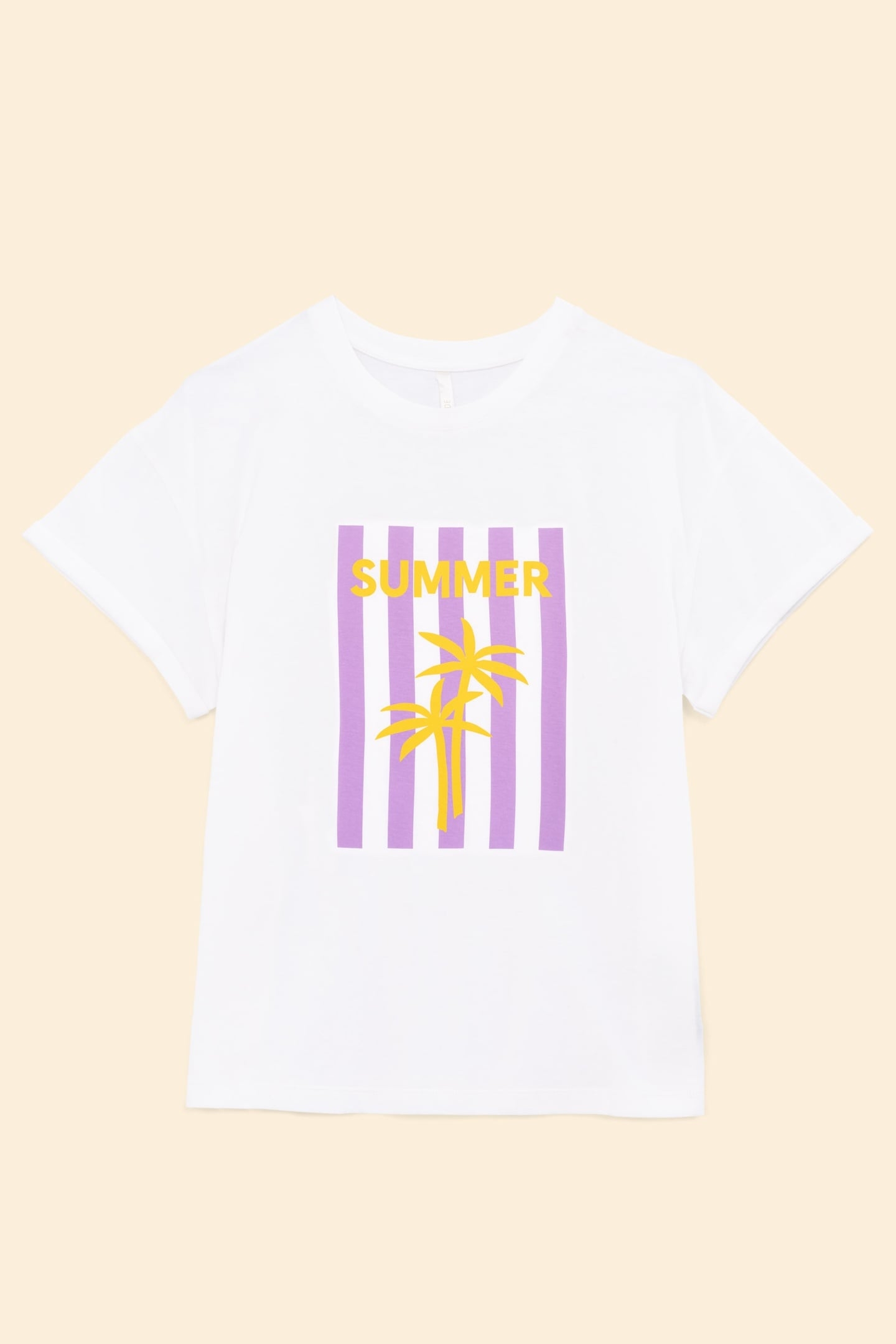 WHITE T-SHIRT PALM TREES ON STRIPES PALM TREE 3