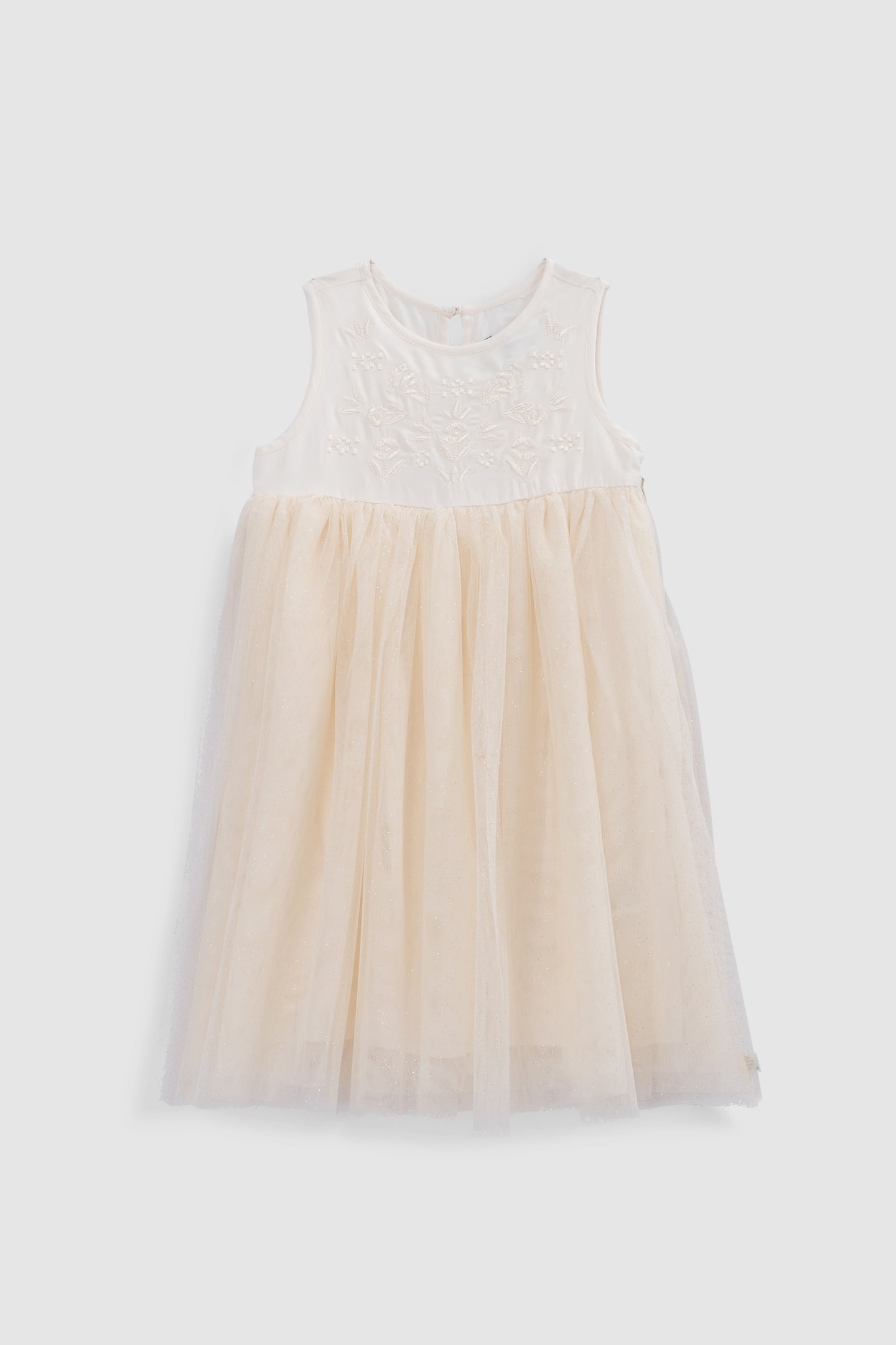 TWO-MATERIAL EMBROIDERED ECRU TUTU DRESS 1