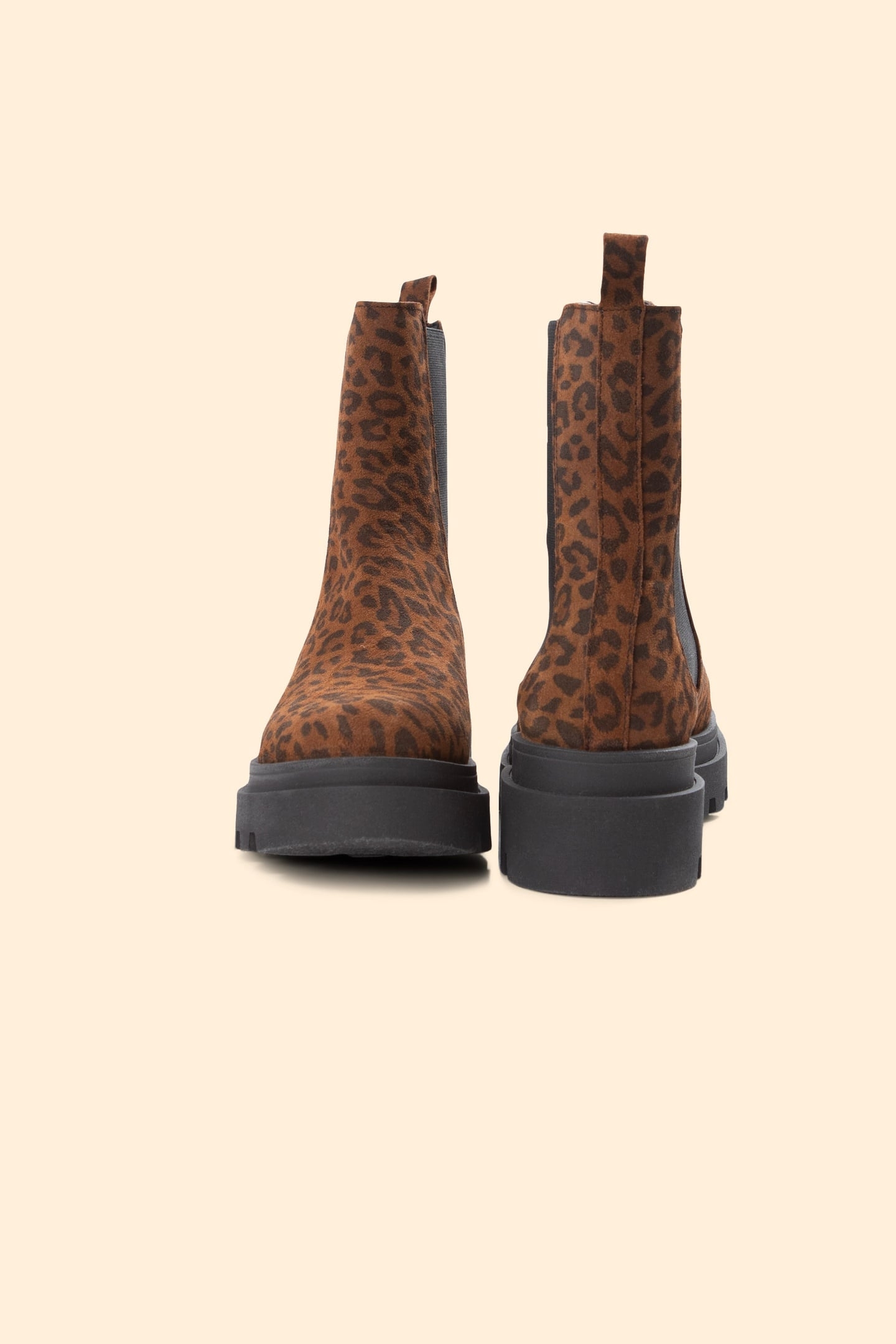 CAMEL SUEDE BOOTS WITH LEOPARD MOTIF CAMEL 4