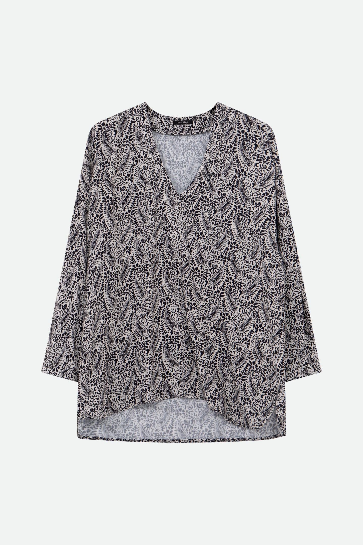 CERES - BLACK BLOUSE WITH NEO CASHMERE PRINT 4