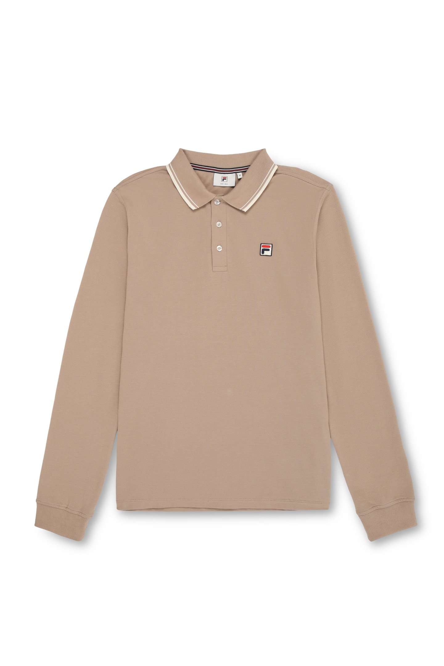 BIELLA REGULAR TIPPED LONG SLEEVE POLO SHIRT TAUPE GRAY 5