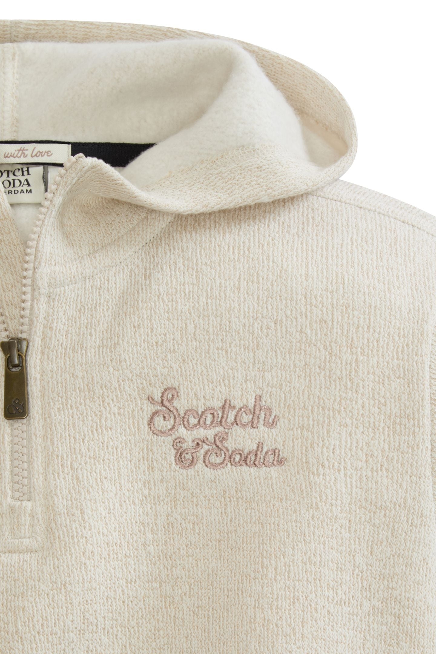 BOYS 1/4 ZIP HOODIE NATURAL 4