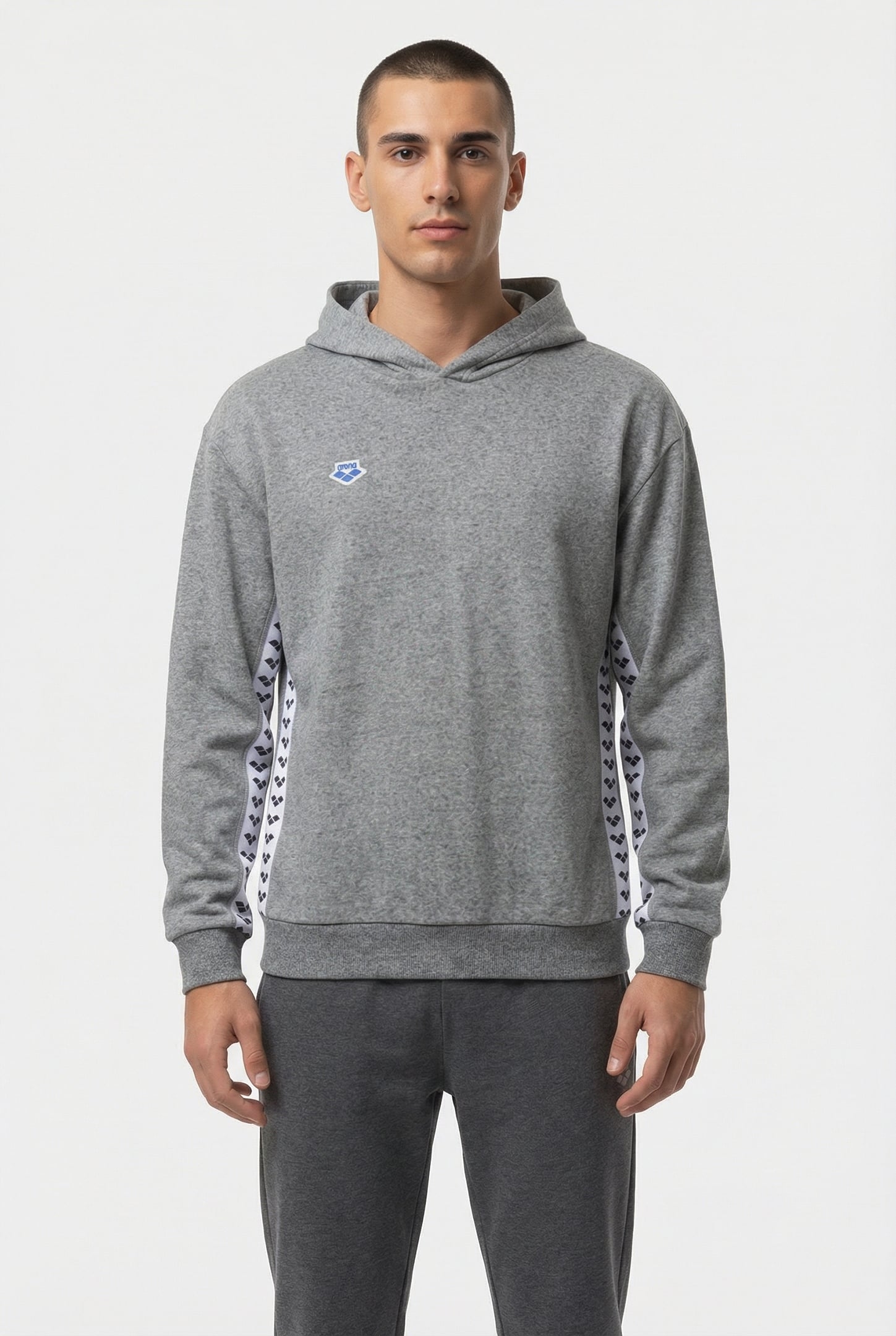 UNISEX HOODIE TEAM DARK GREY MELANGE WHITE BL 2