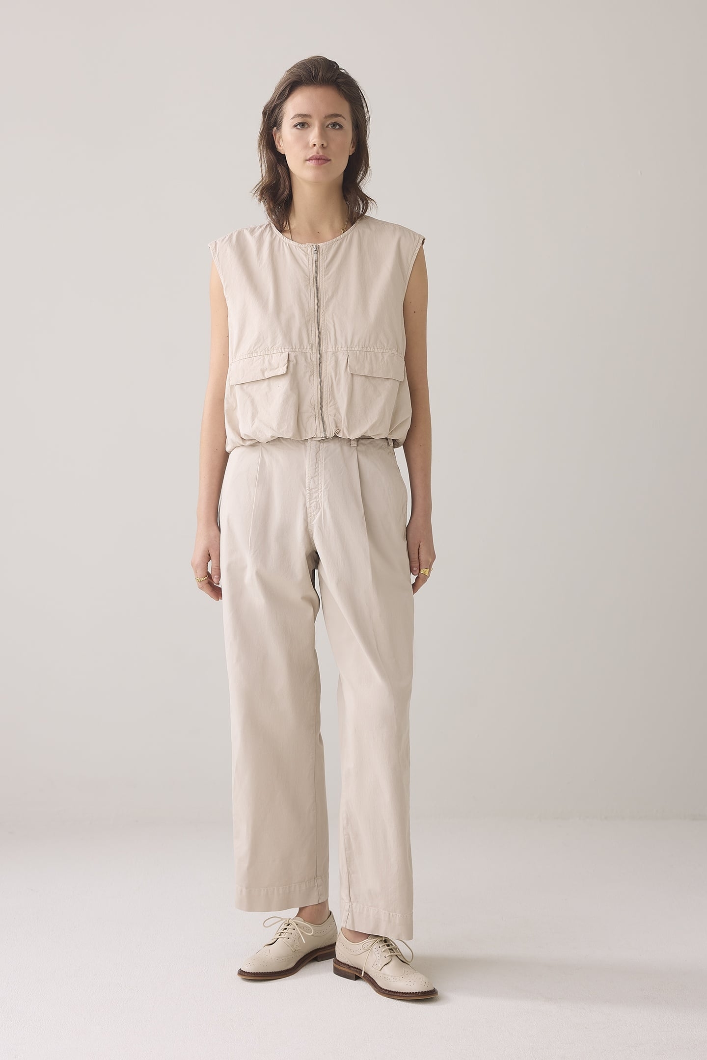 GILET SUMMER PLAIN WEAVE PEBBLE BEIGE 2