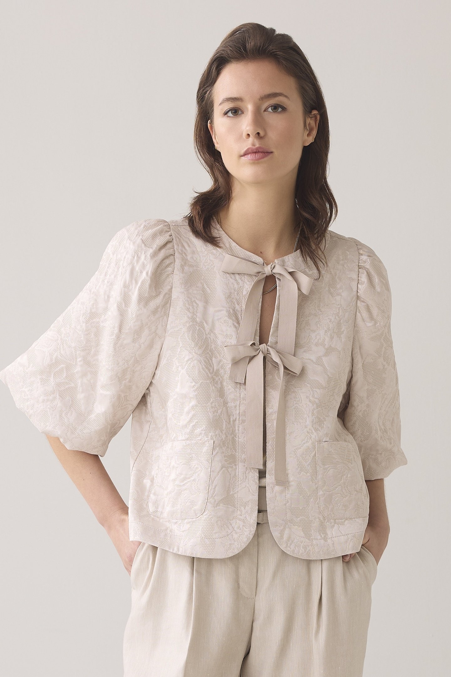 BLOUSE JACQUARD PEBBLE BEIGE 2