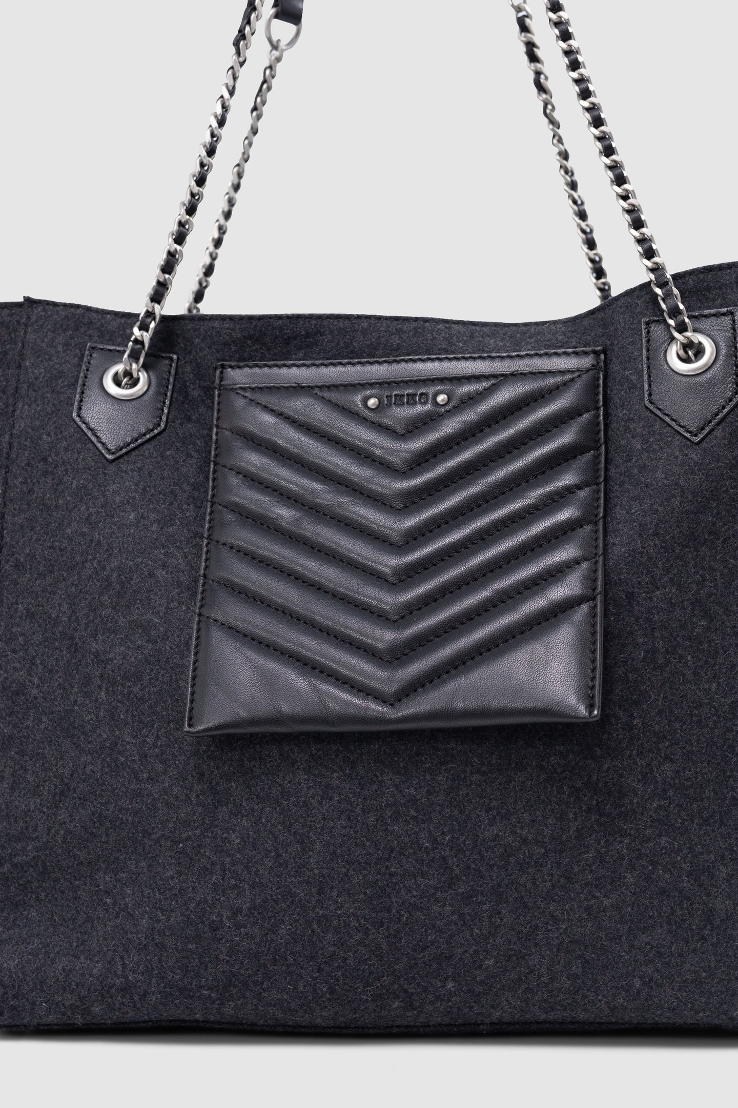 BAG 1440 GREY MIX FLANNEL AND LEATHER SIZE XL WOMAN 2