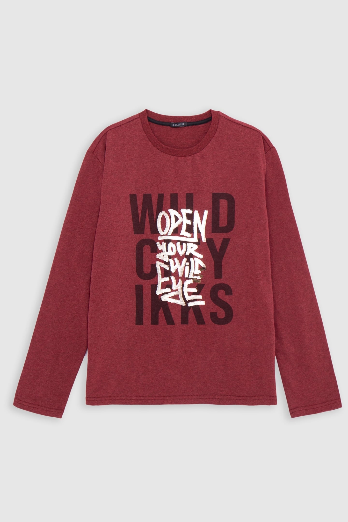 BOY'S RED SLOGAN PRINT AND EMBROIDERED SEQUIN T-SHIRT 1