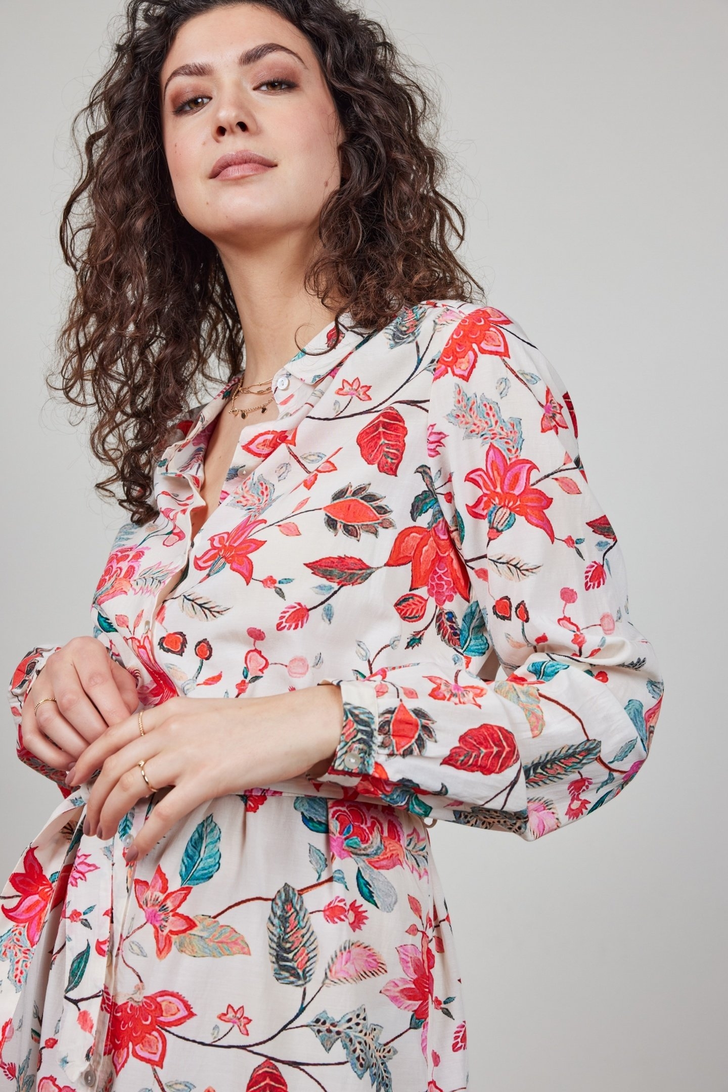 TUNIC PRECIOUS IN OFFWHITE WITH INDIAN FLOWER PRINT 4