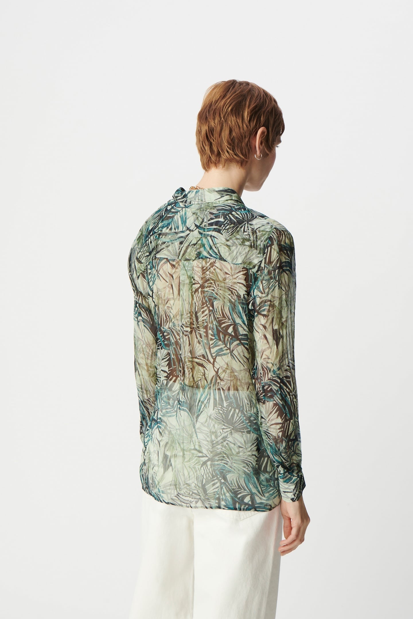 TURQUOISE FOLIAGE PRINT SHIRT 3