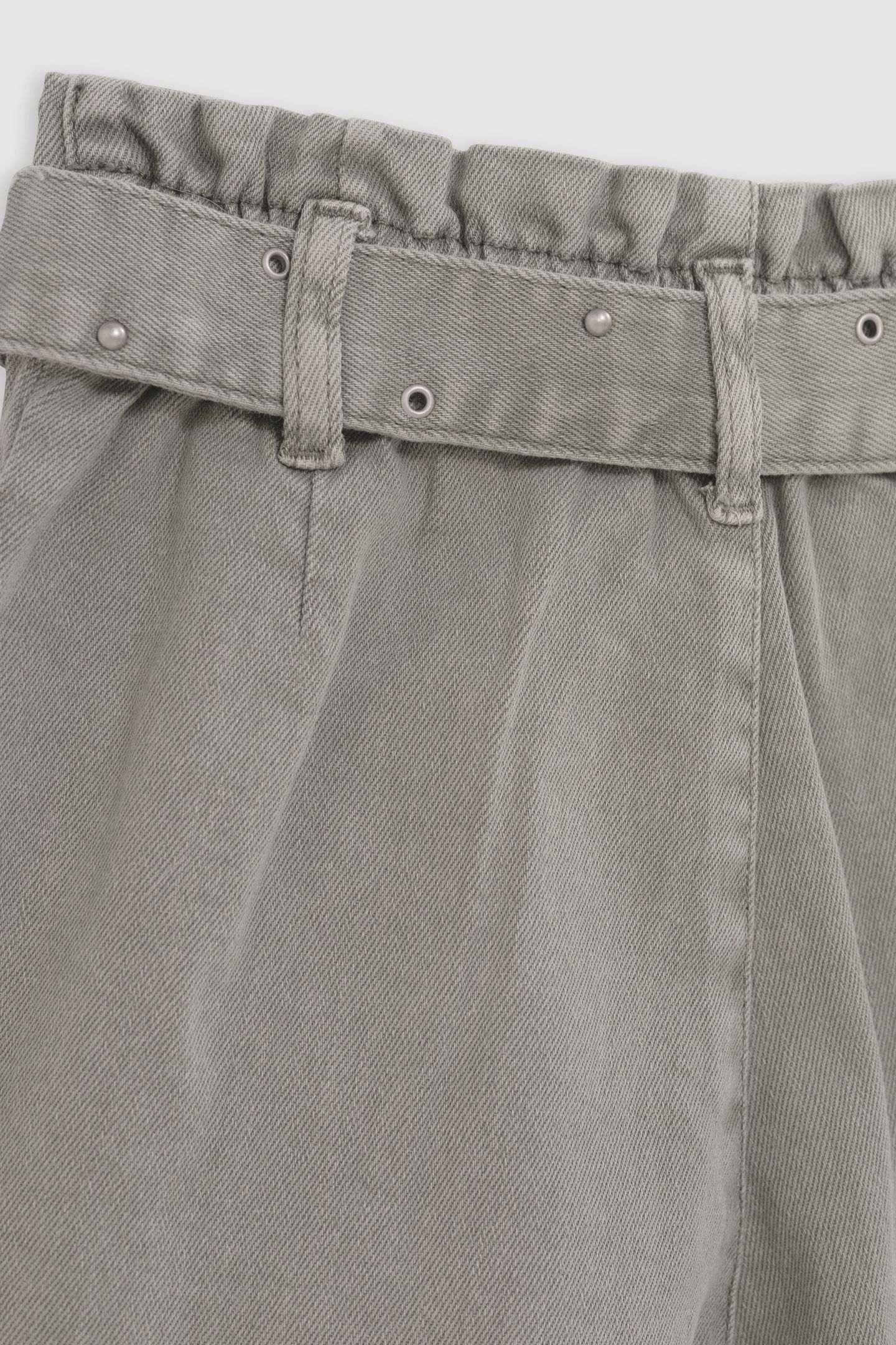 KHAKI DENIM SHORTS WITH STUDDED BELT AND EYELETS 8