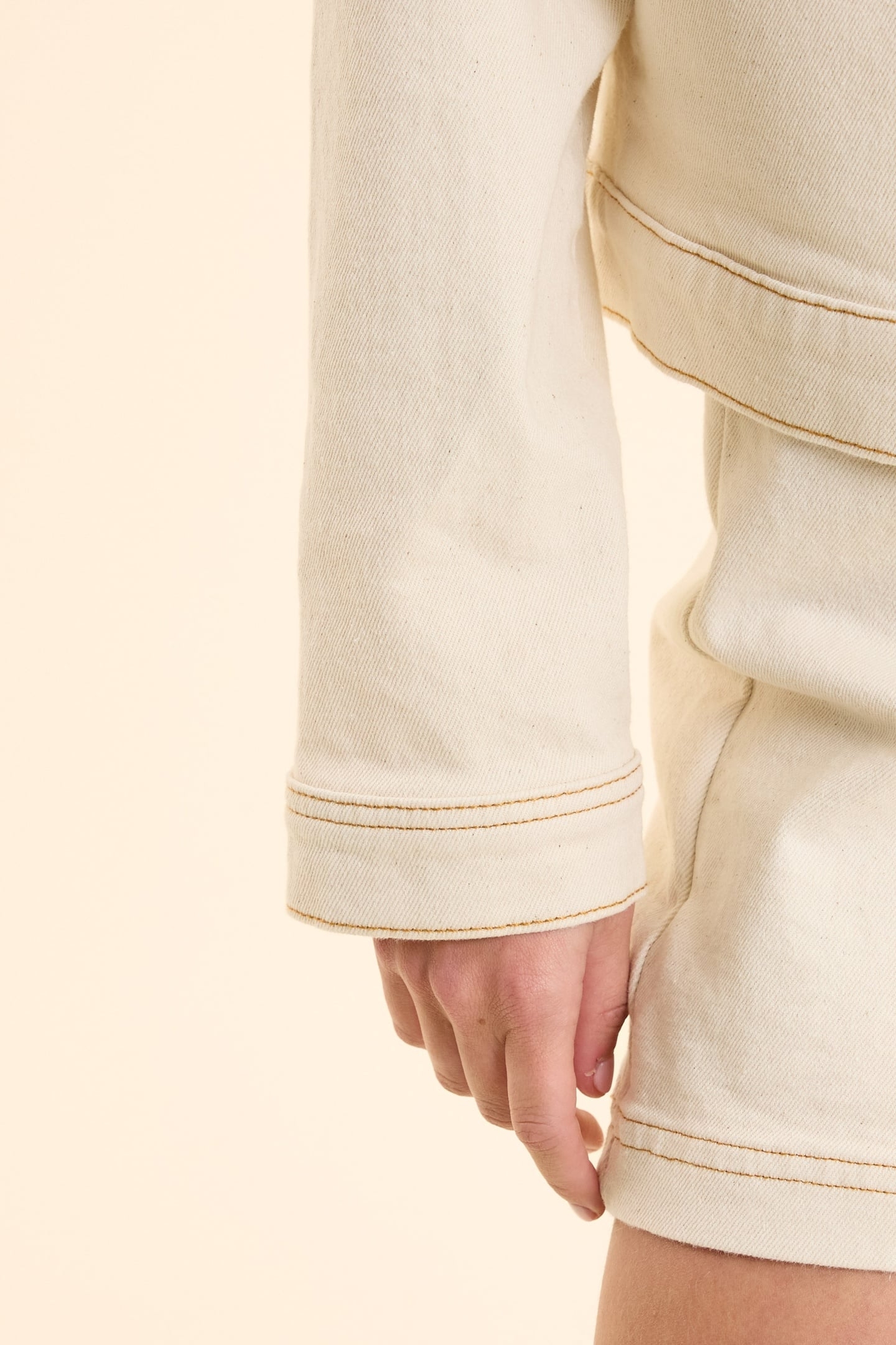 OFF-WHITE DENIM JACKET WITH OCHRE STITCHING ECRU 7