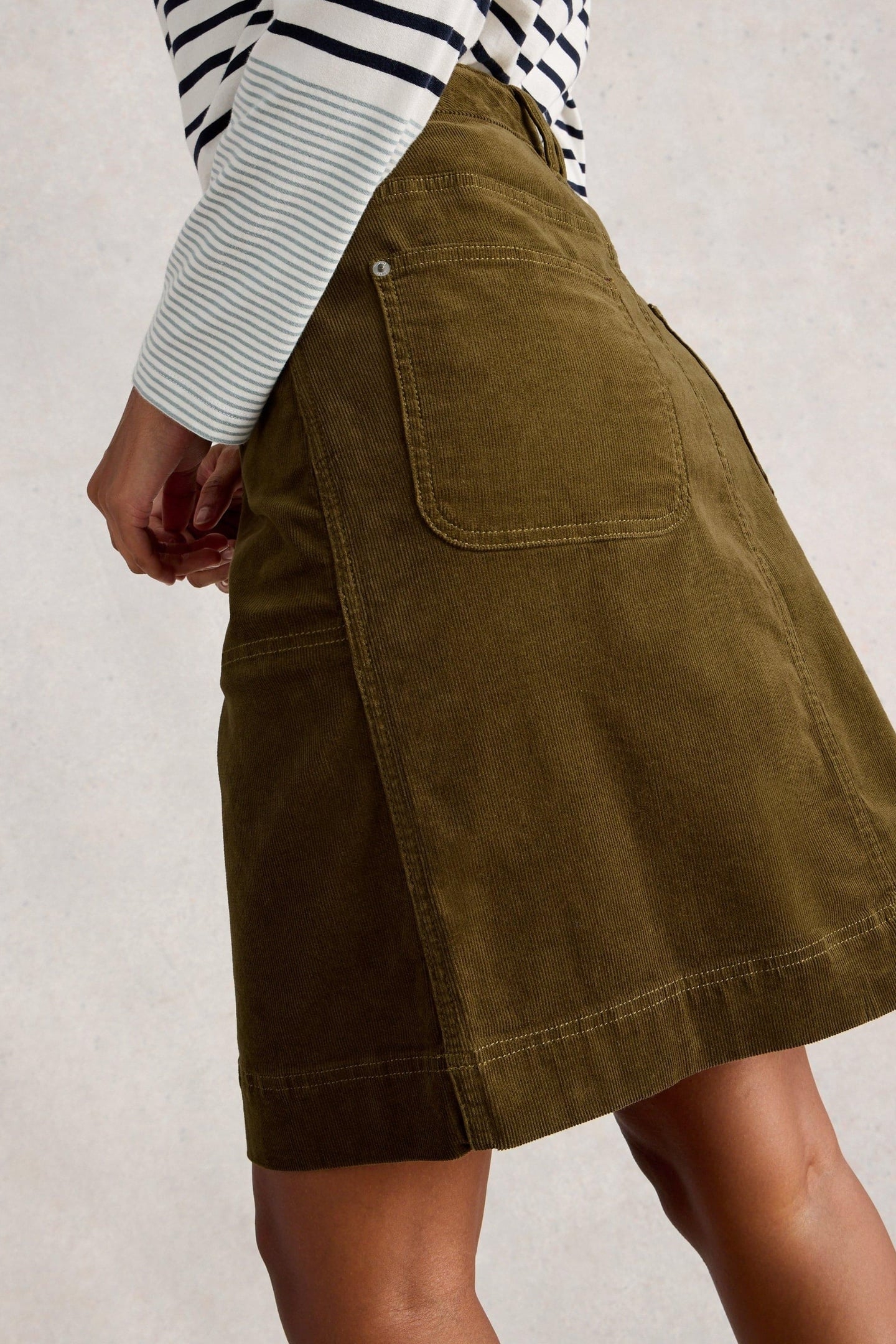 TIA CORD SKIRT KHAKI GREEN 3