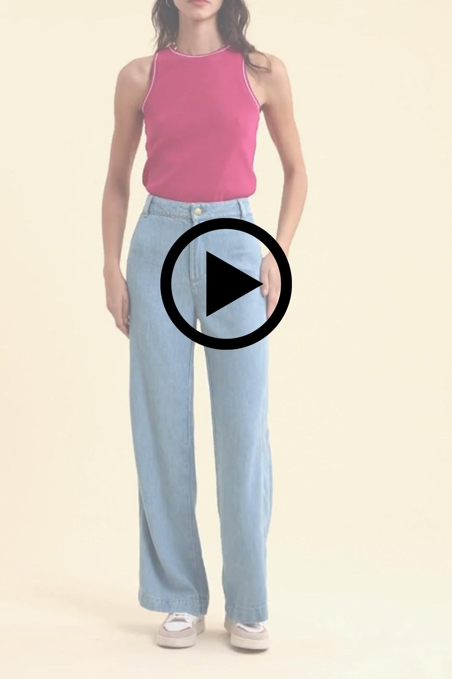 SLEEVELESS TANK TOP FUSHIA STRIPED RIBBING VIOLINE 3