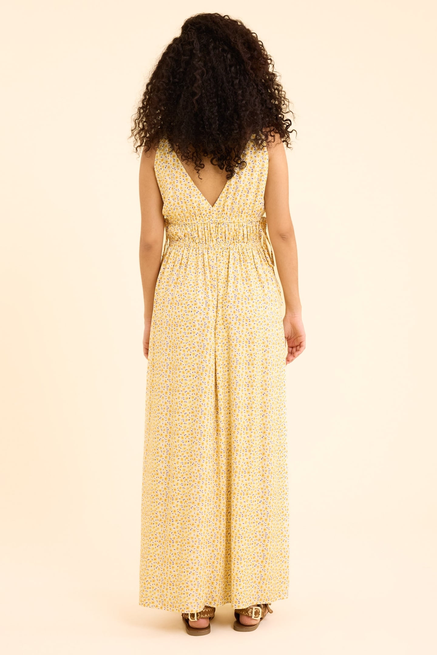 FLORAL PRINT LONG DRESS YELLOW 3