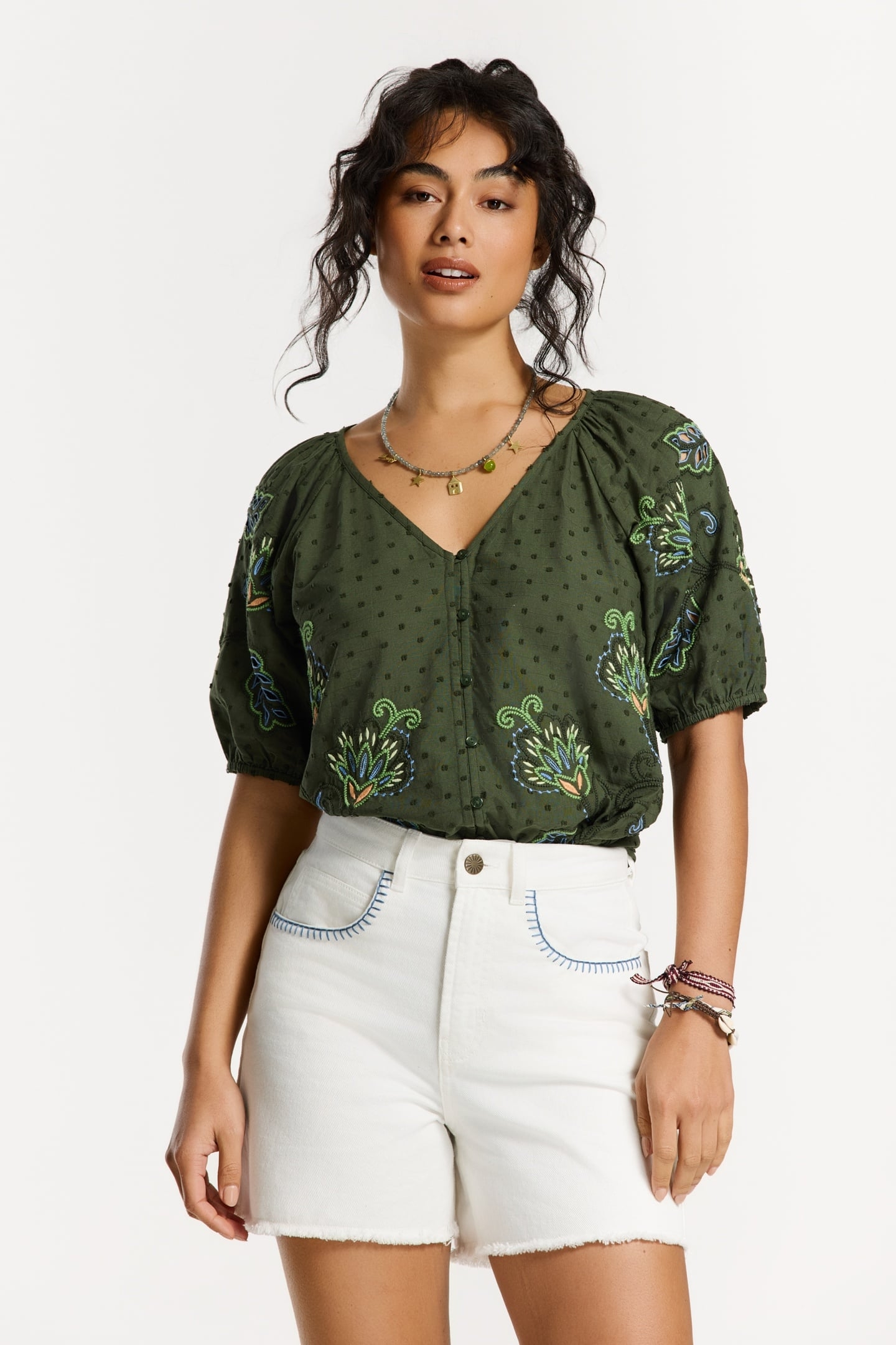 ERIN DOBBY BLOUSE GREEN PINES DOBBY 1