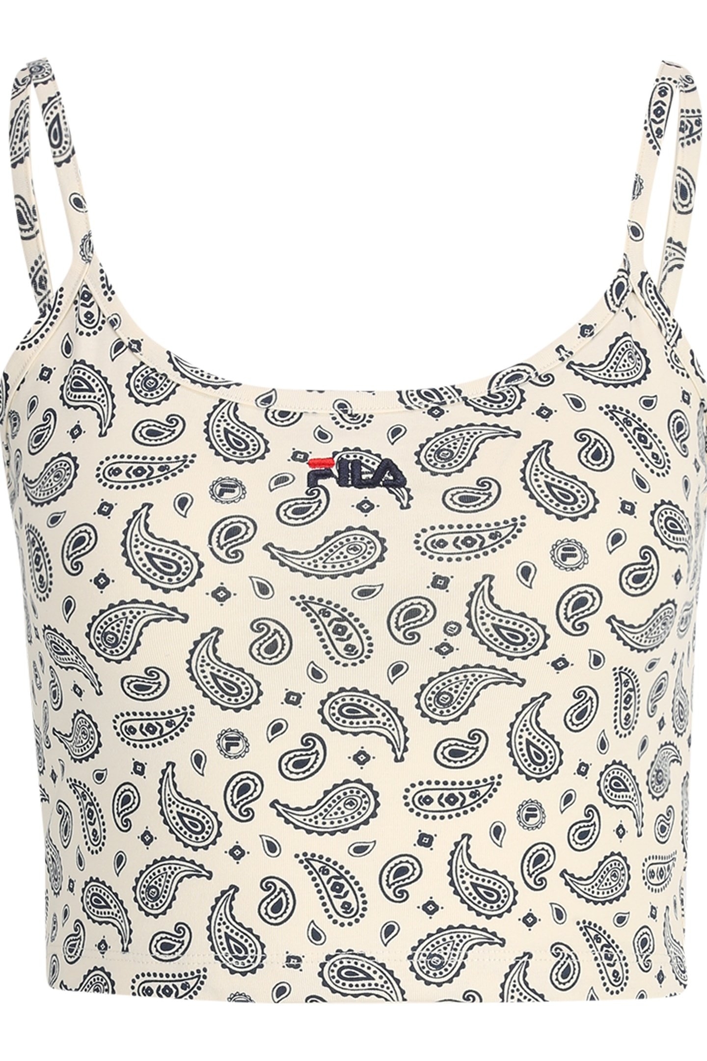 LUXOR AOP CROPPED SPAGHETTI TOP ANTIQUE WHITE PRAISLEY AOP 2