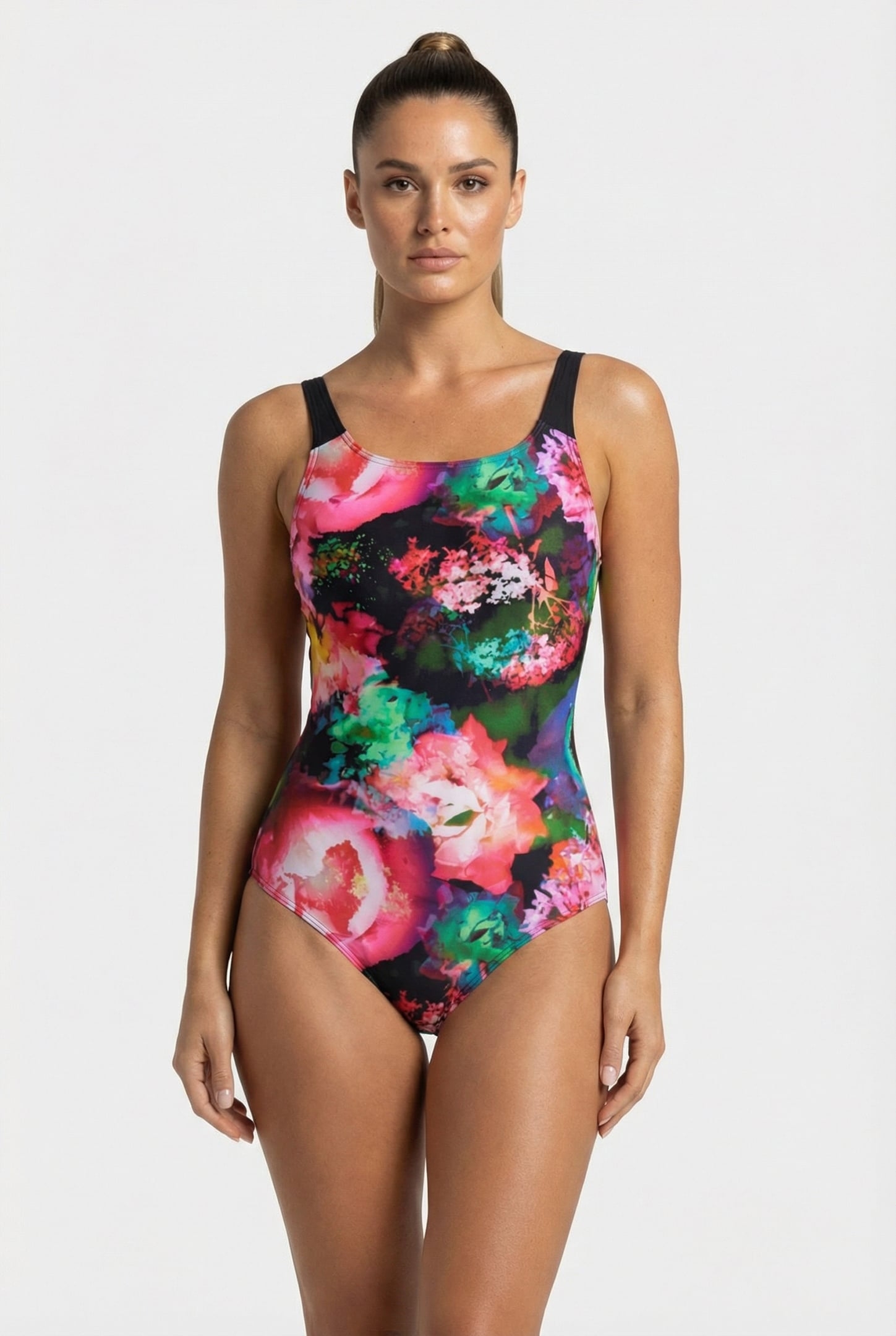 WOMEN'S ARENA ROSELAND SWIMSUIT SWIM PRO BLACK MULTI 1