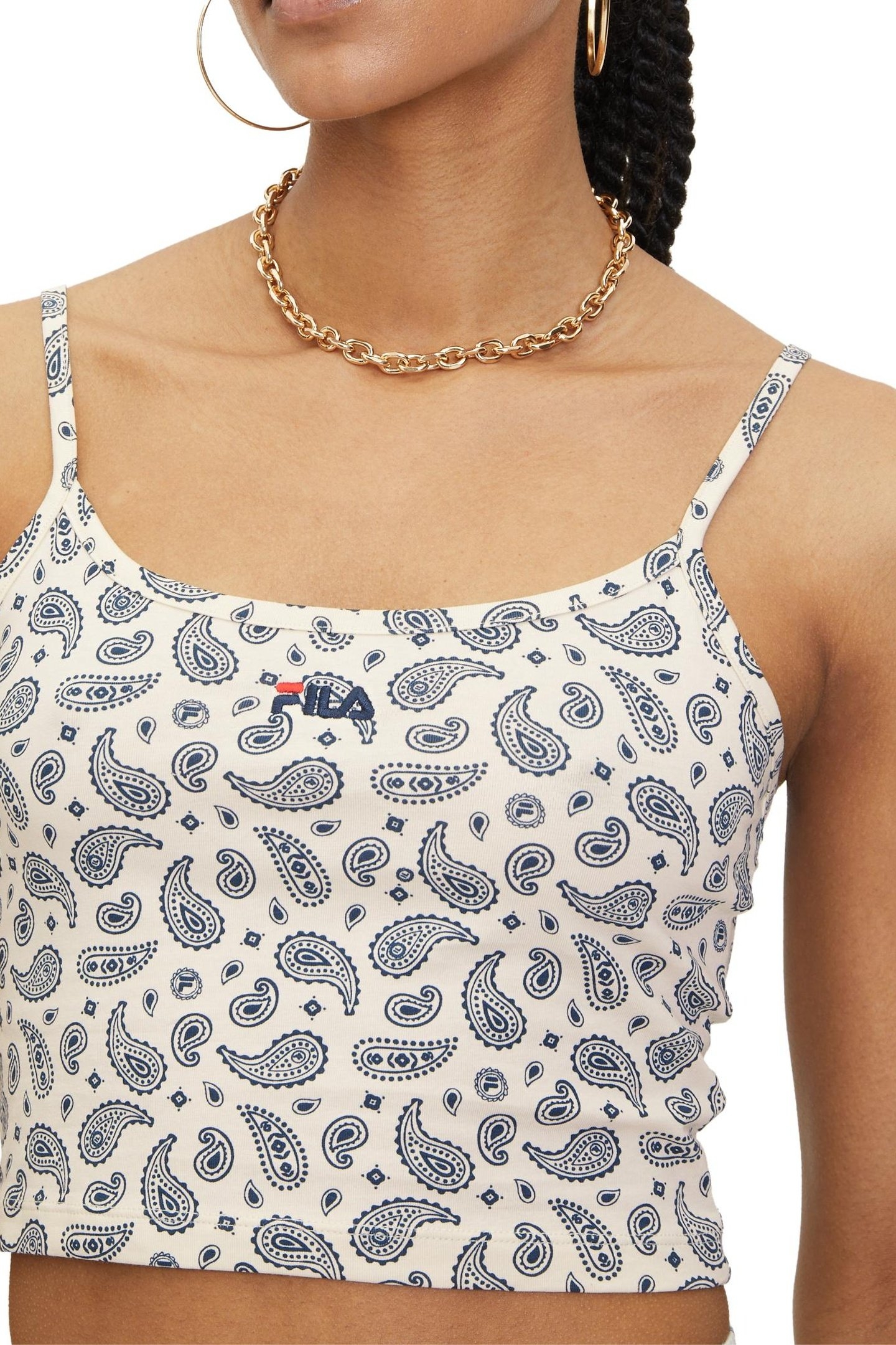 LUXOR AOP CROPPED SPAGHETTI TOP ANTIQUE WHITE PRAISLEY AOP 5