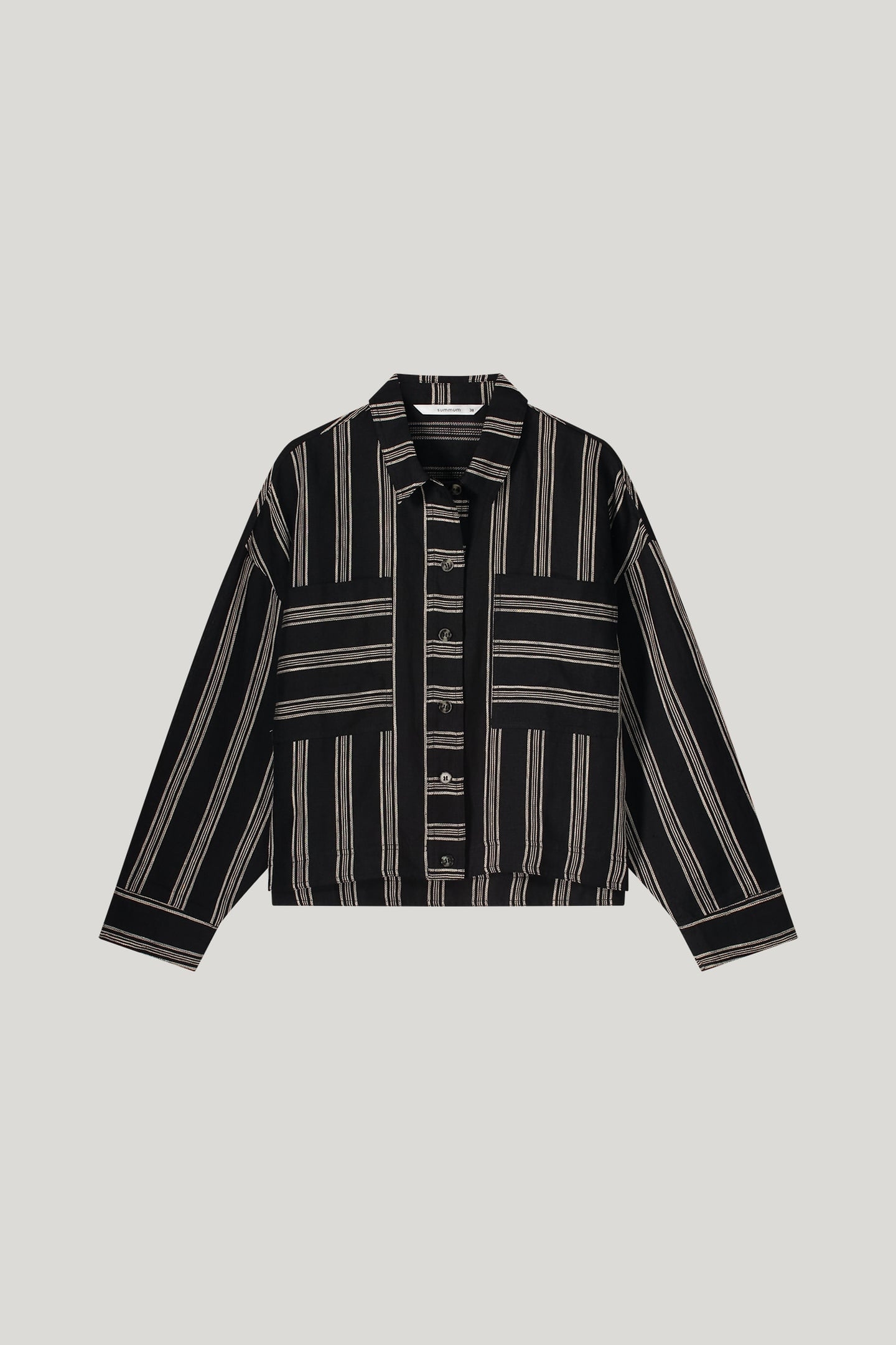 BLOUSE LINEN STRIPE BLACK 4