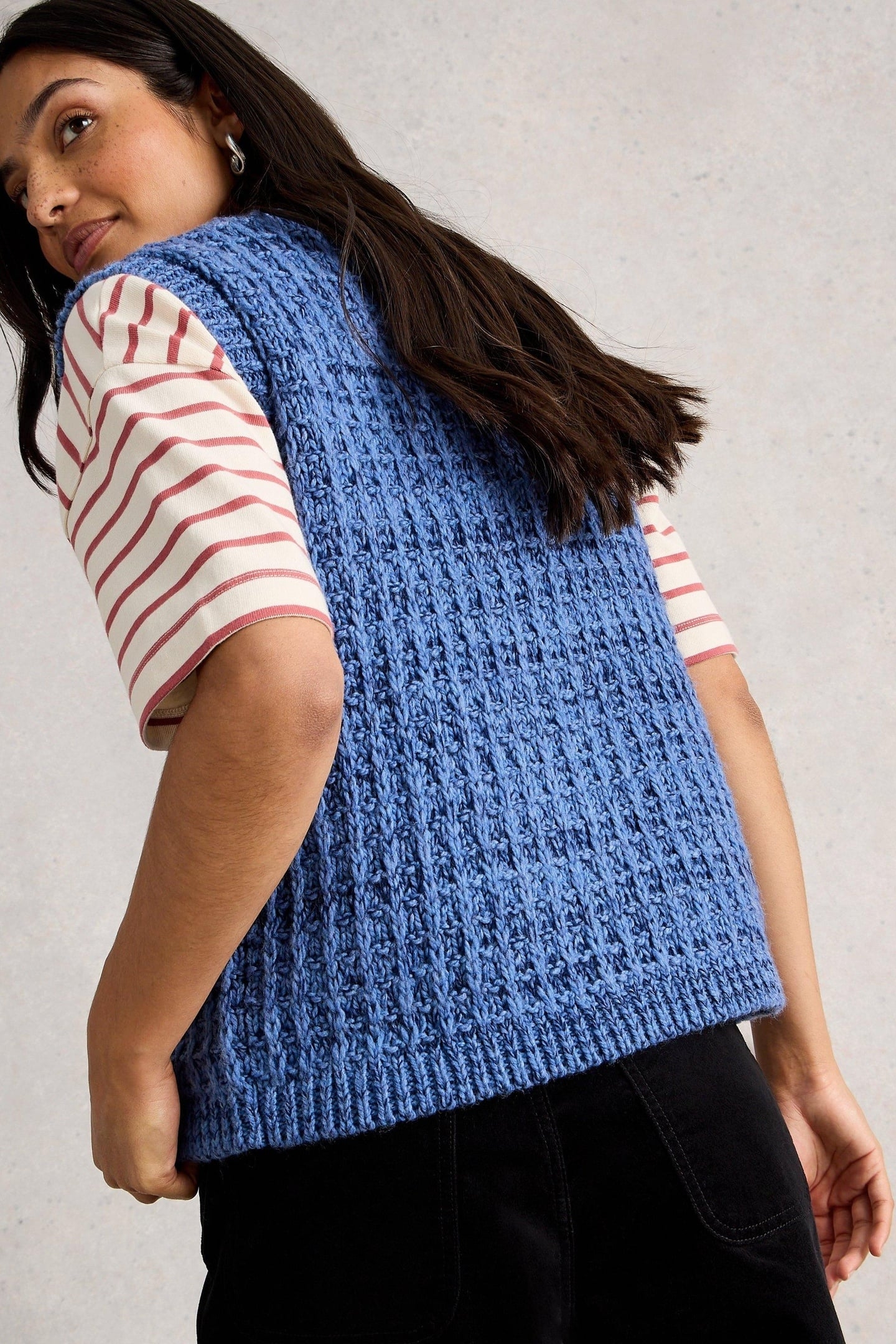 MAXINE BUTTON TANK MID BLUE 2