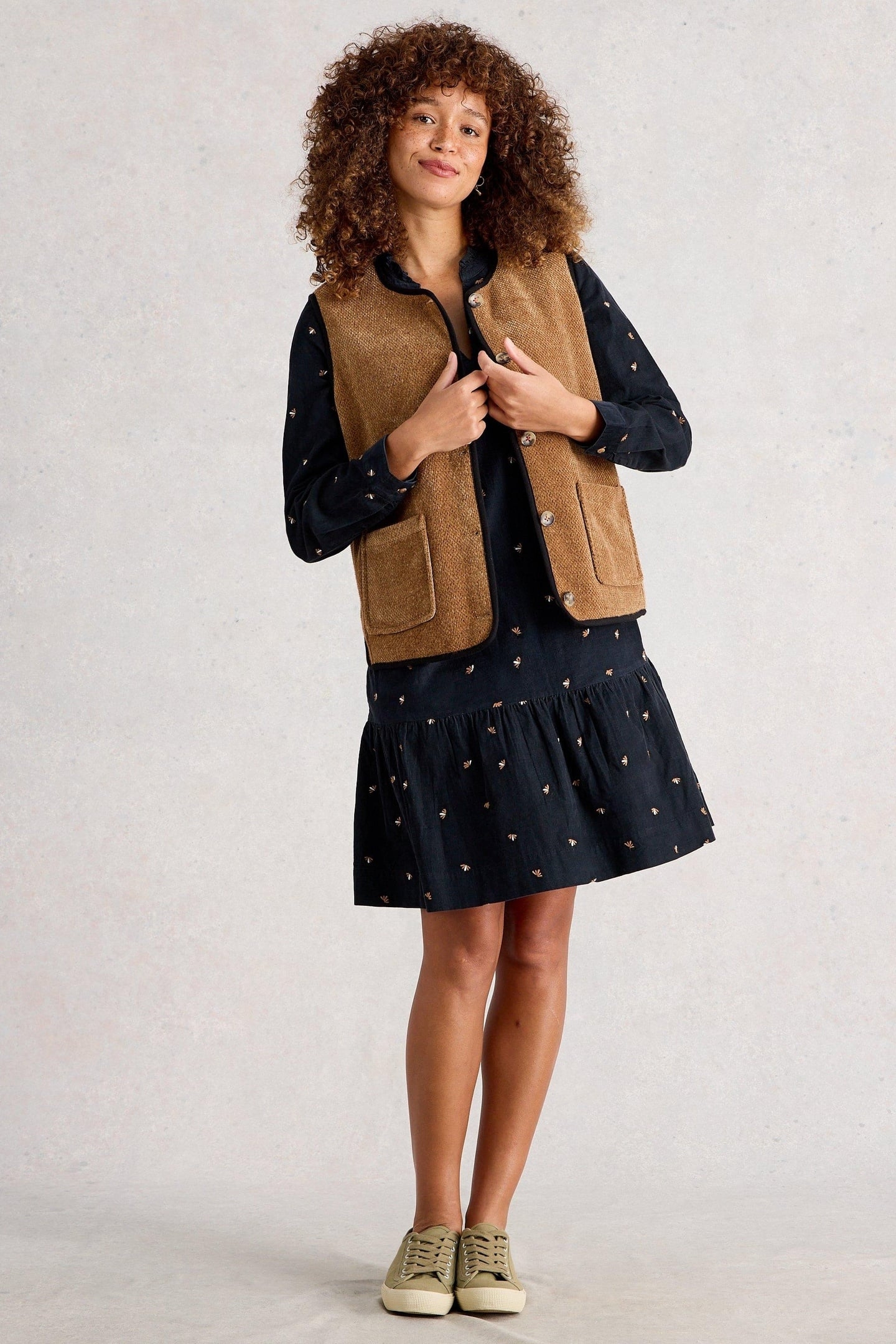 DARIA CORD EMBROIDERED DRESS BLACK MULTI 1