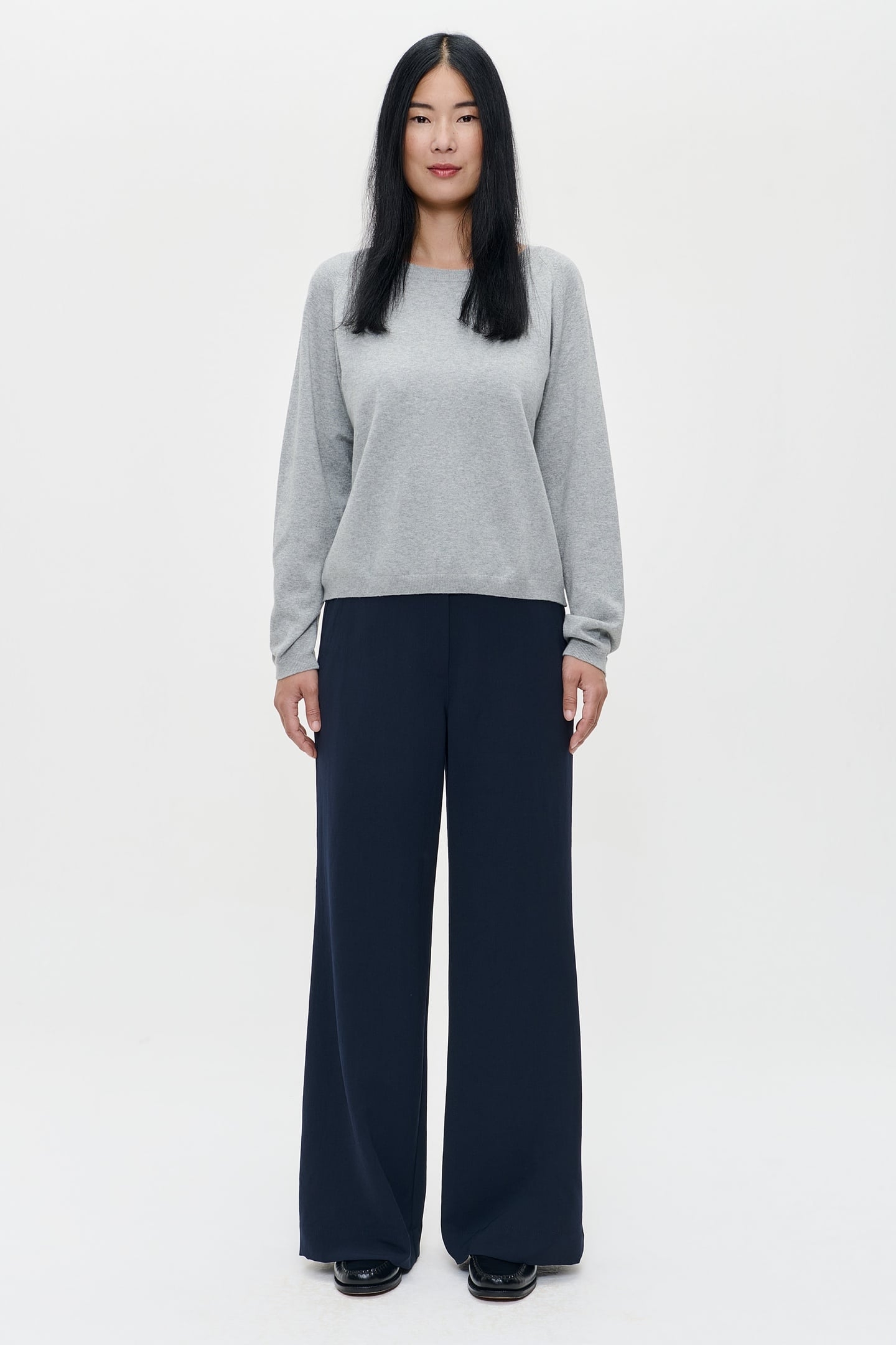 CASHMERE BOATNECK TOP LIGHT GREY MELANGE 1