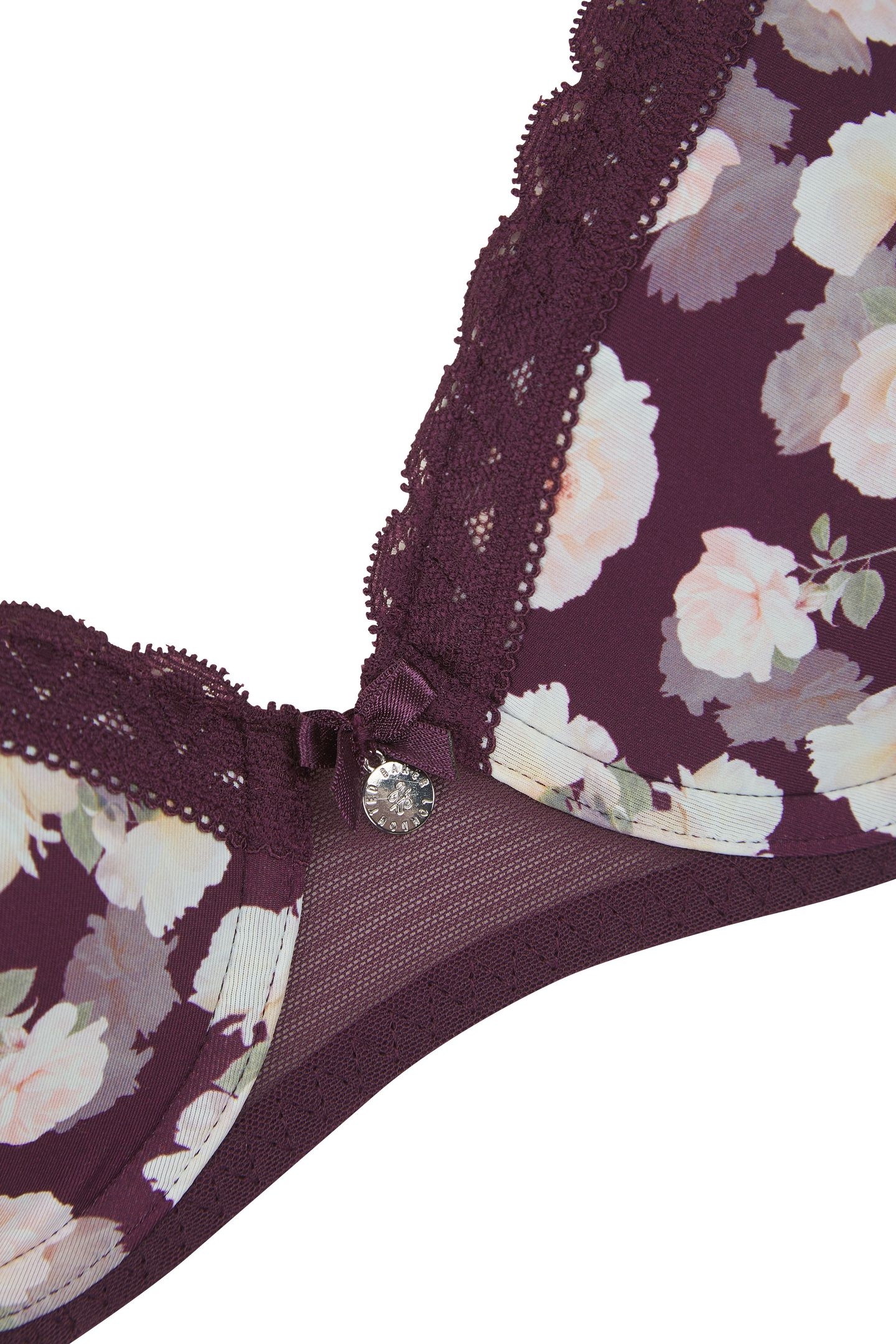 JUDITH 2 PK SOLID & ROSE PRINT T-SHIRT BRAS BERRY FLORAL/ WH 7