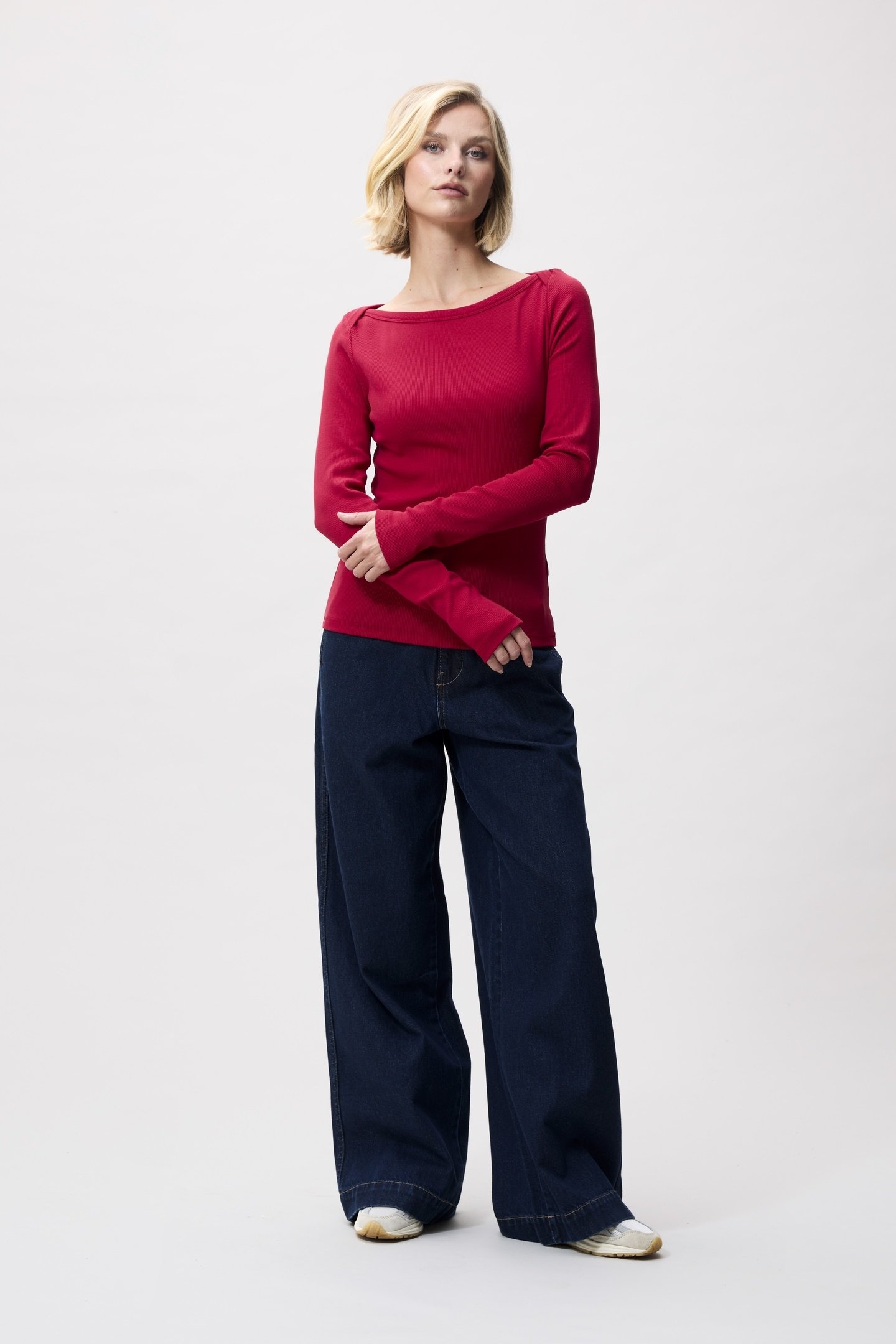 BOATNECK RIB LONG SLEEVE RED FRUIT 1