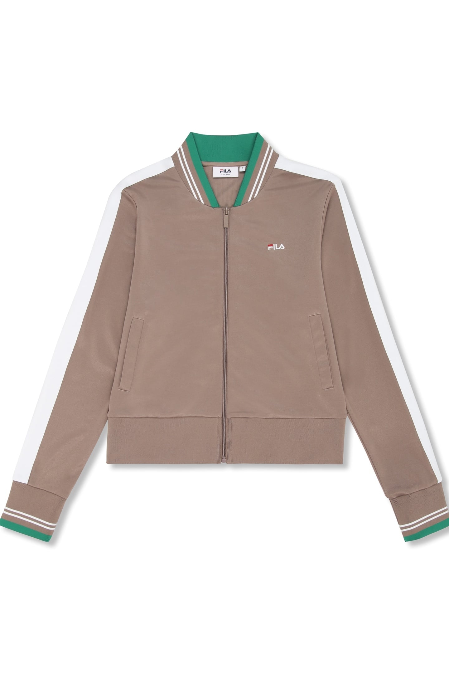 SAGANO CROPPED TAPED TRACK JACKET TAUPE GRAY 4