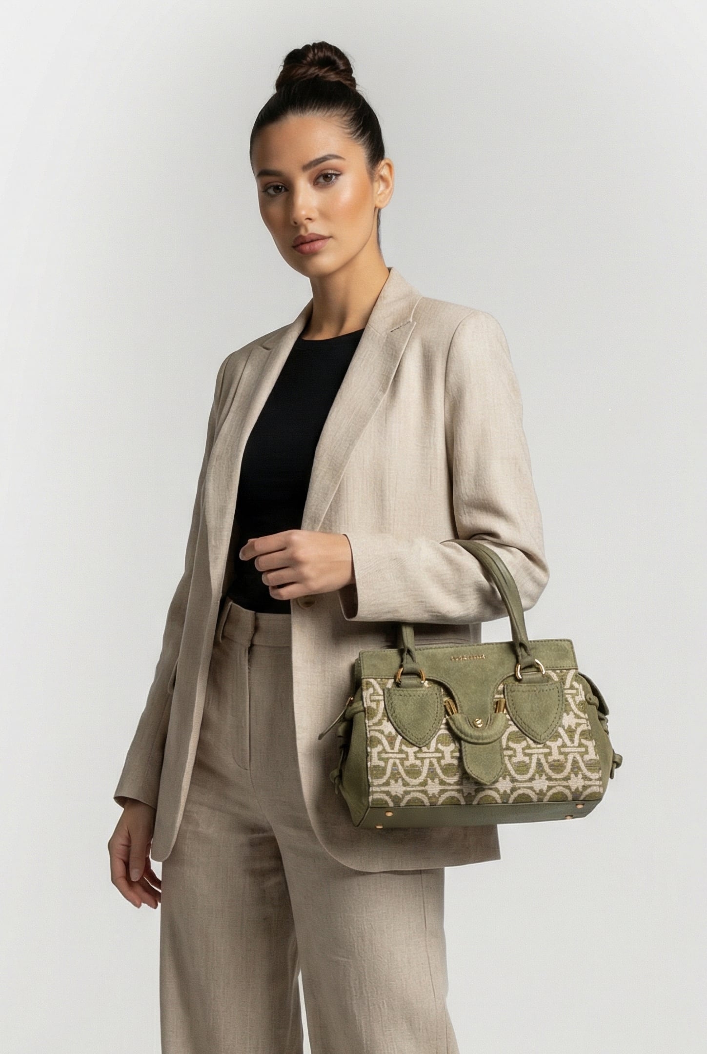 HANDBAG IN MIXED FABRIC 1