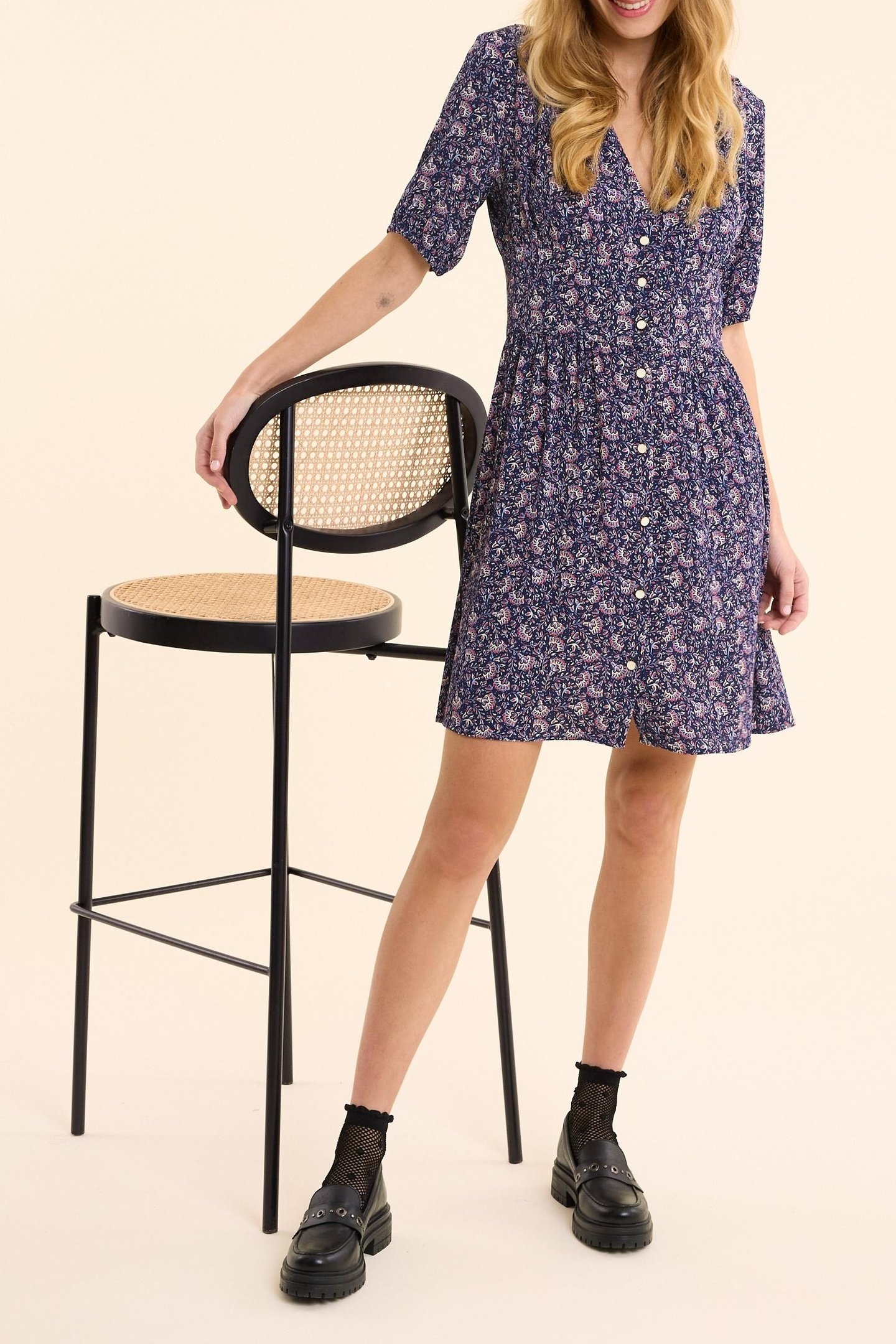 NAVY DRESS WITH ROCK FLORAL PRINT MARINE 8